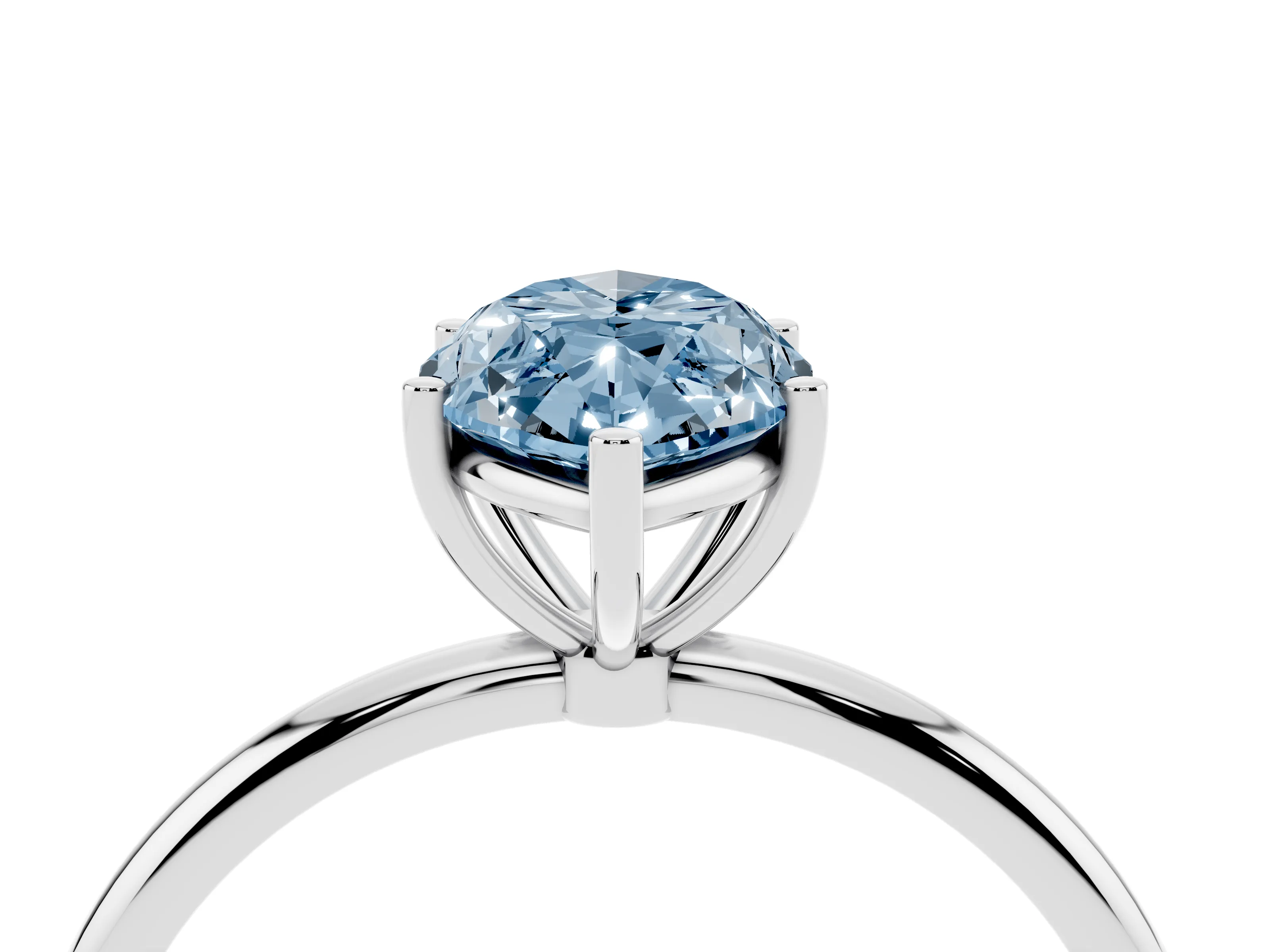 Fancy Blue Marquise Cut Diamond Solitaire Engagement Ring Set in Platinum with Thin Band and Prong Setting