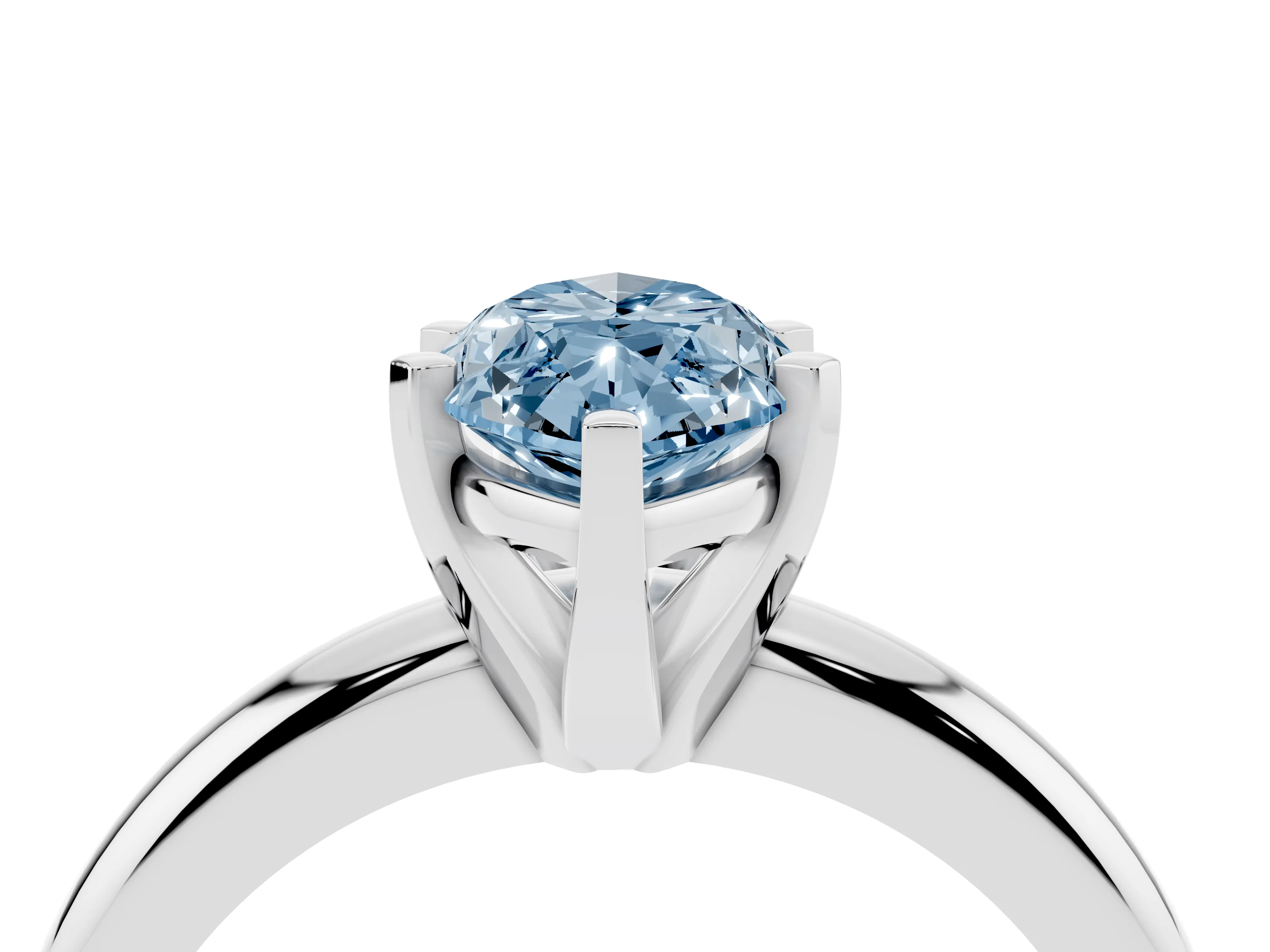 Fancy Blue Marquise Cut Diamond Solitaire Engagement Ring Set in White gold with Round Band and Prong Setting