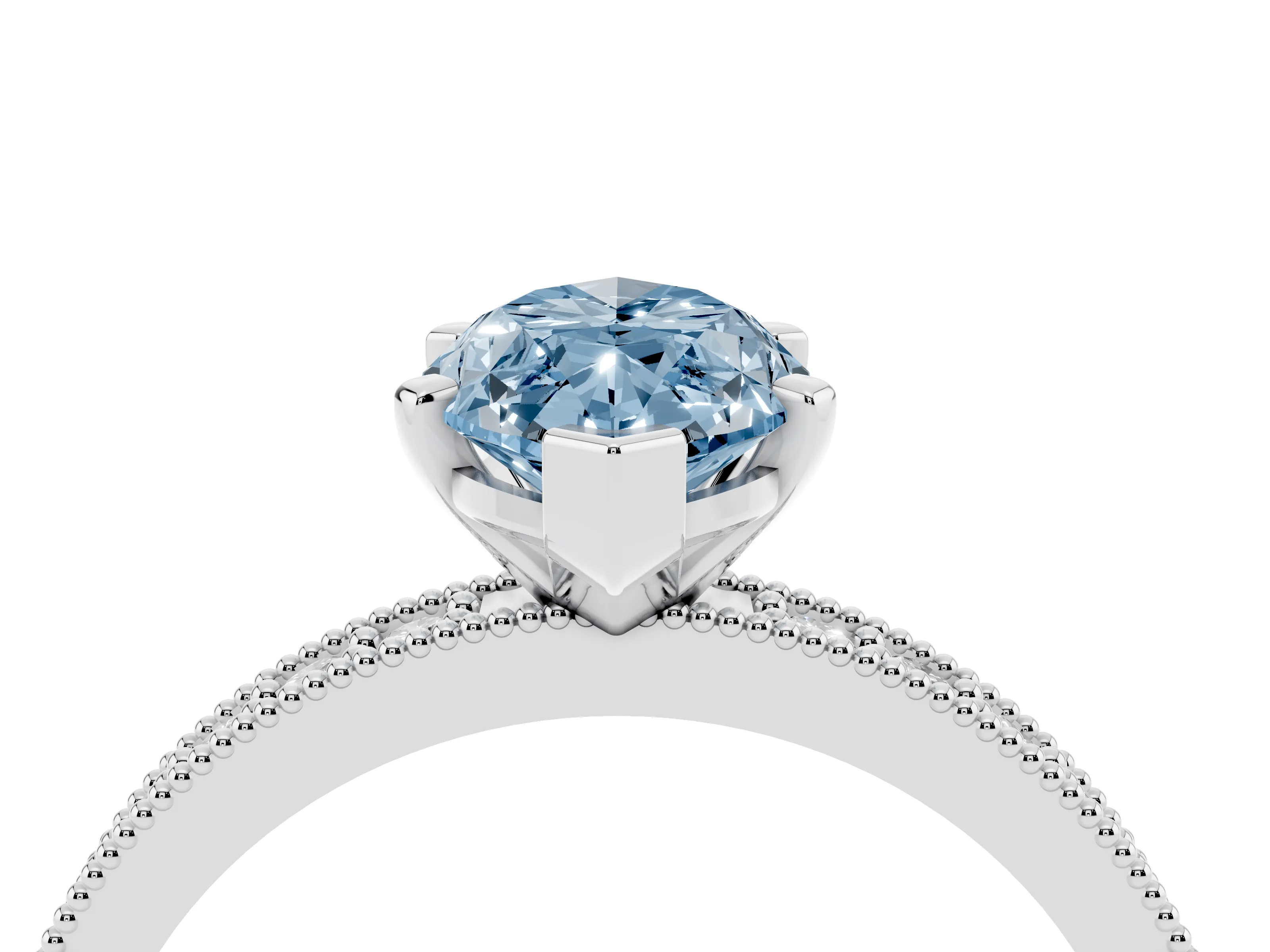 Fancy Blue Marquise Cut Diamond Milgrain Pavé Engagement Ring Set in Platinum with Prong Setting