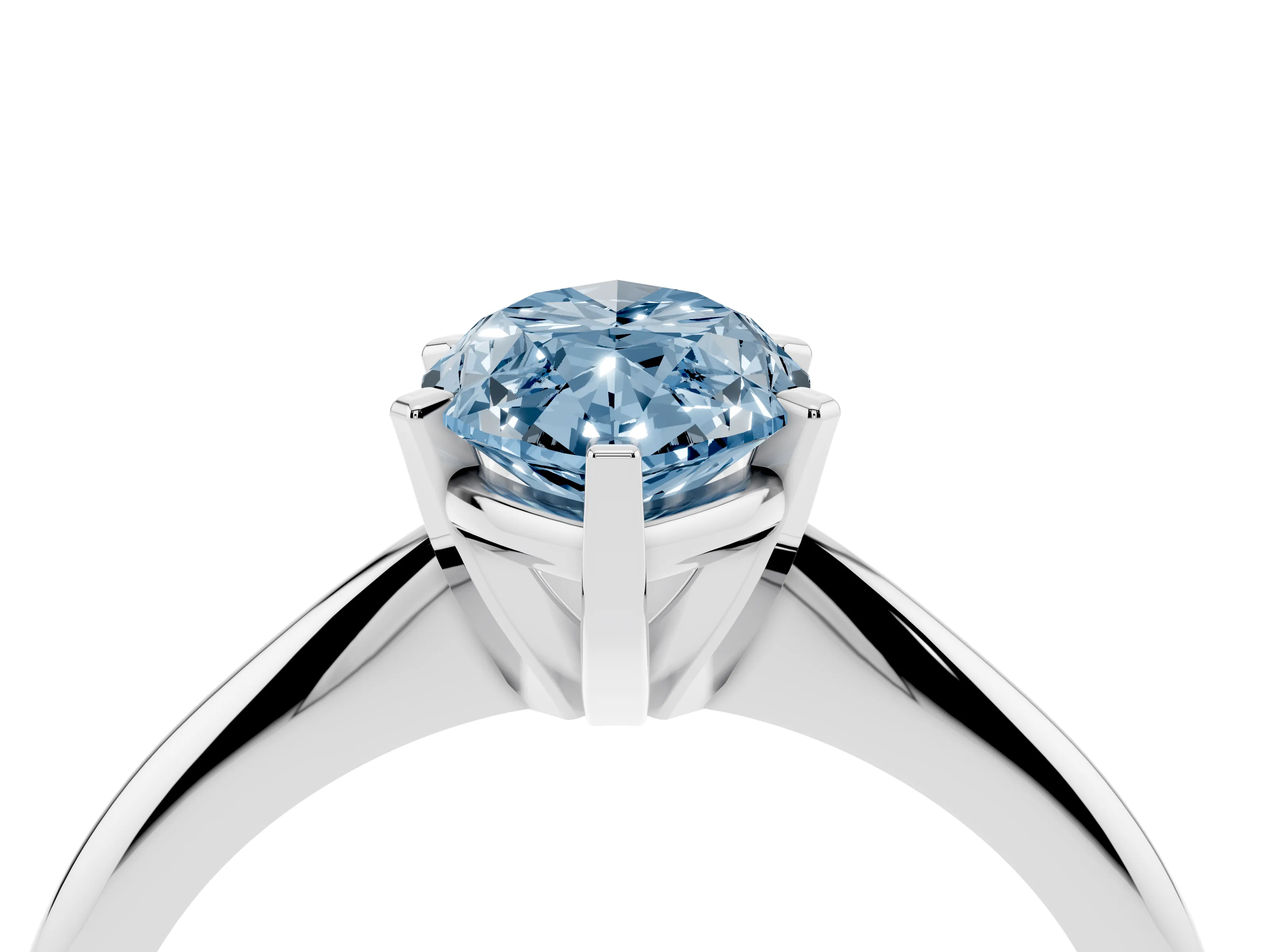 Fancy Blue Marquise Cut Diamond Solitaire Ring Set in Platinum with Prong Setting on a Plain Round Band