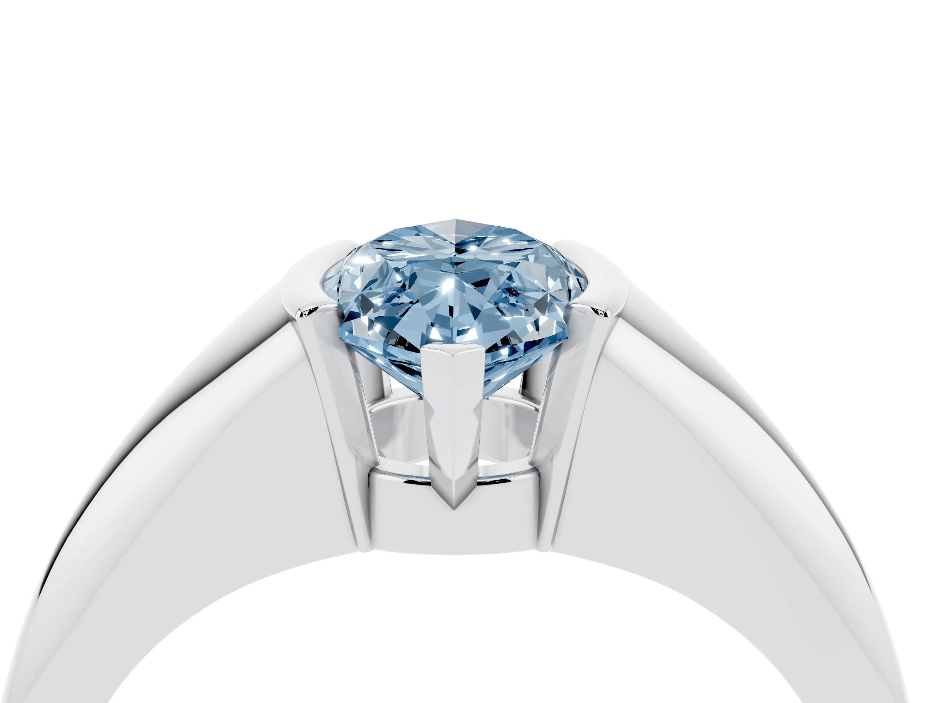 Fancy Blue Marquise Cut Diamond Solitaire Tension Set Ring Set in Platinum