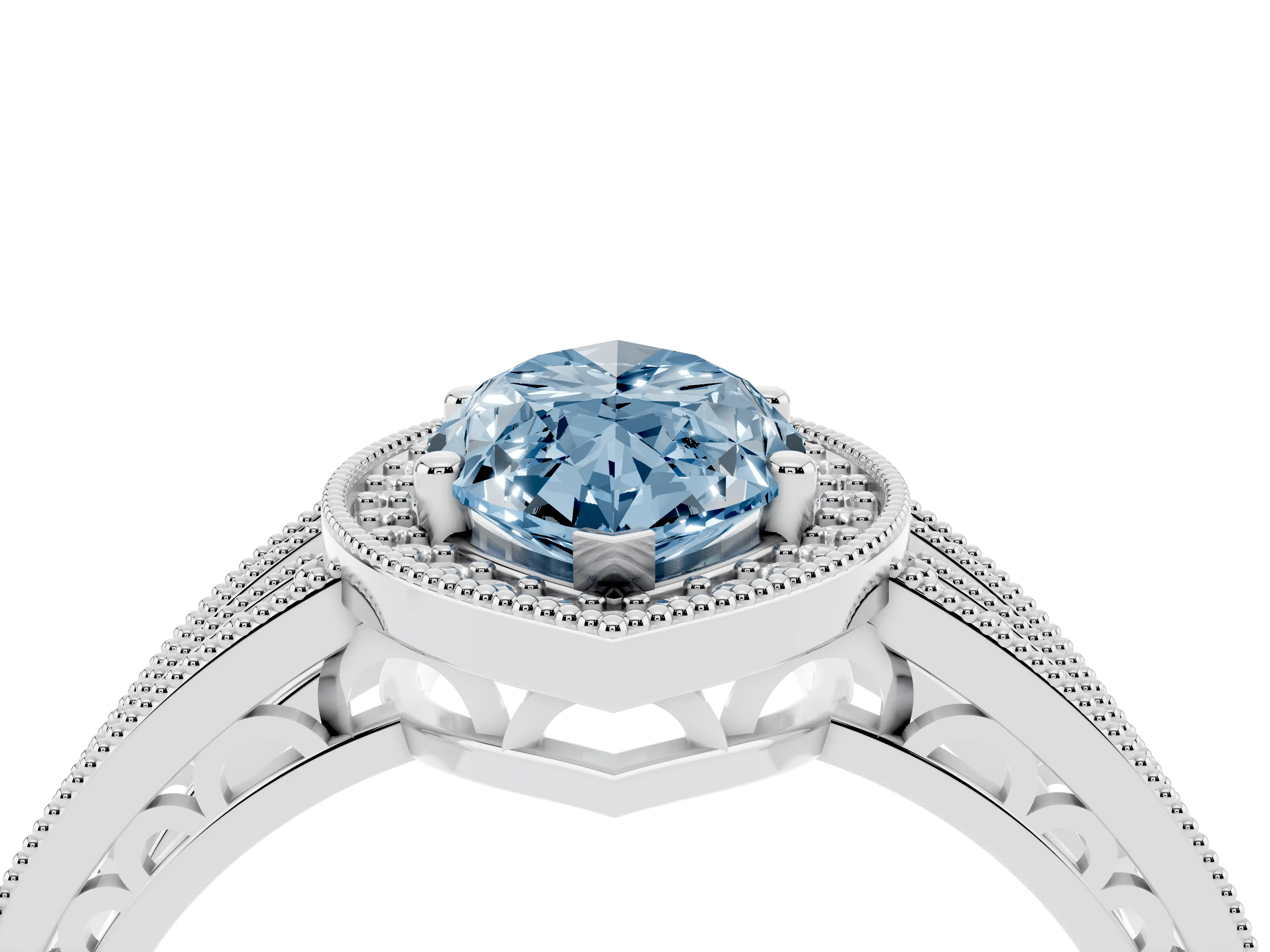 Fancy Blue Marquise Cut Diamond Halo Ring Set in Silver with Accent Split Shank and Prong Setting