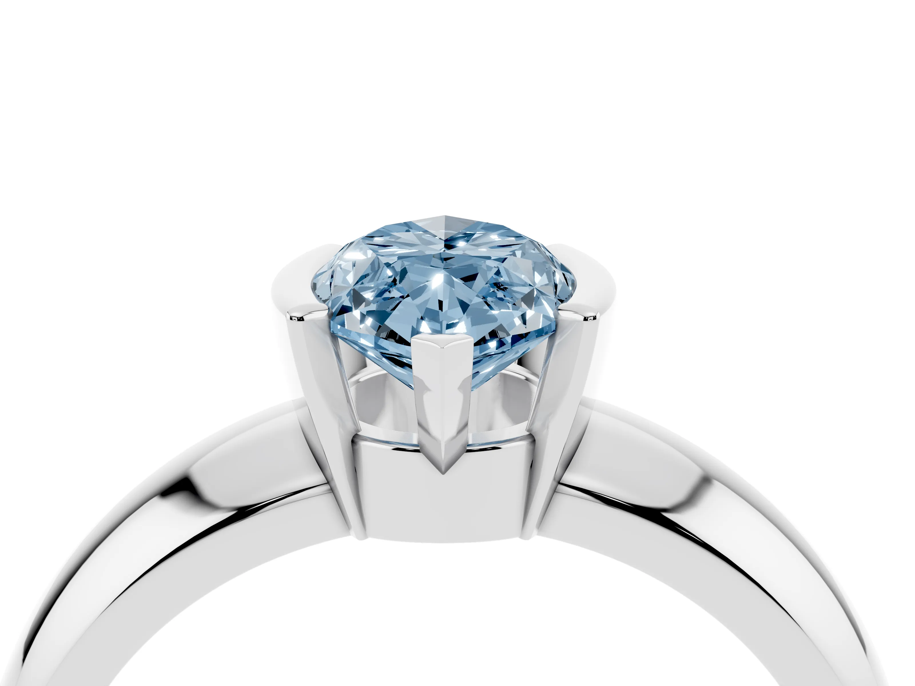 Fancy Blue Marquise Cut Diamond Solitaire Tension Set Ring Set in Platinum with Wide Band