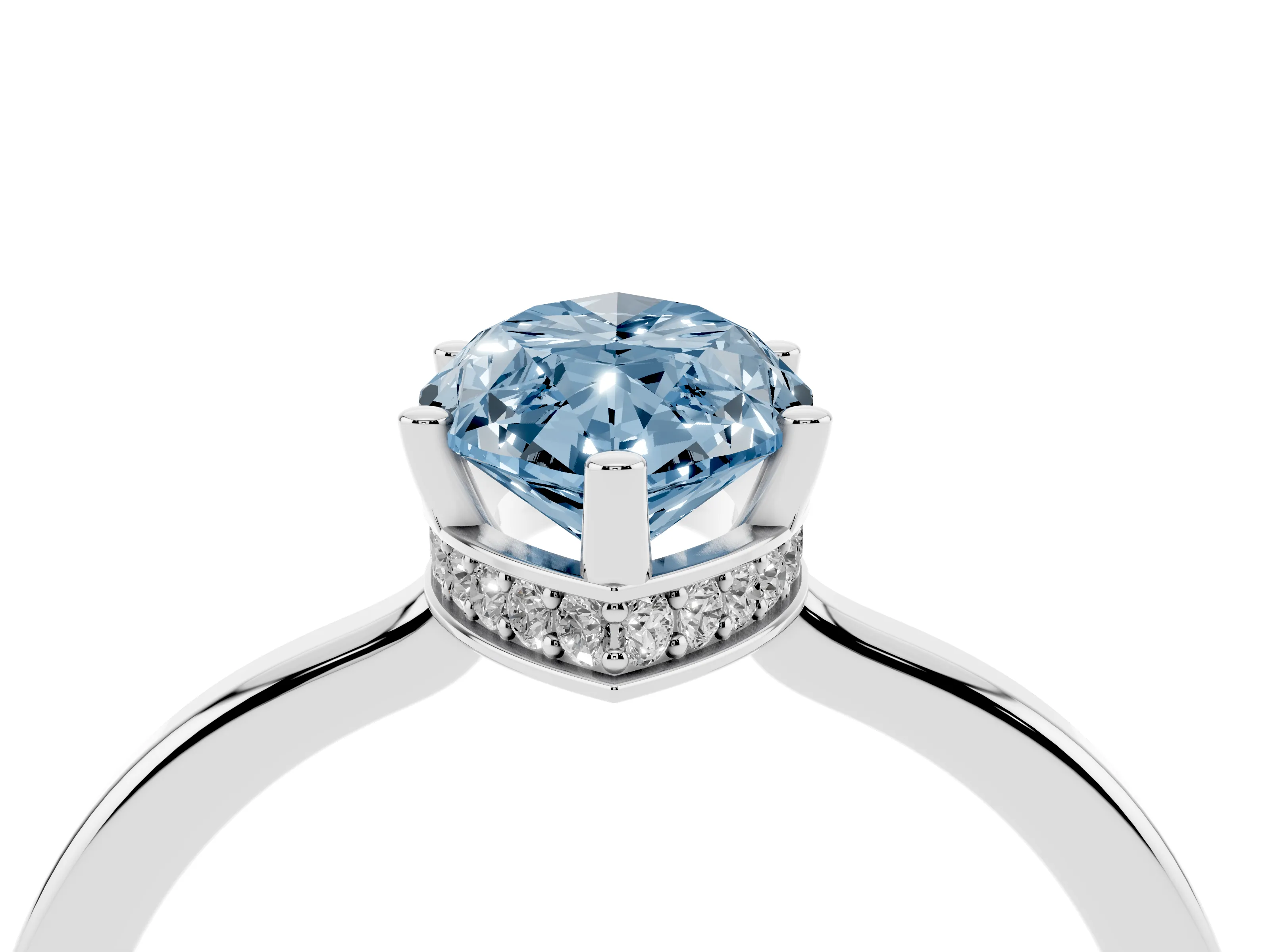 Fancy Blue Marquise Cut Diamond Solitaire Engagement Ring Set in White gold with Prong Setting on a Plain Band