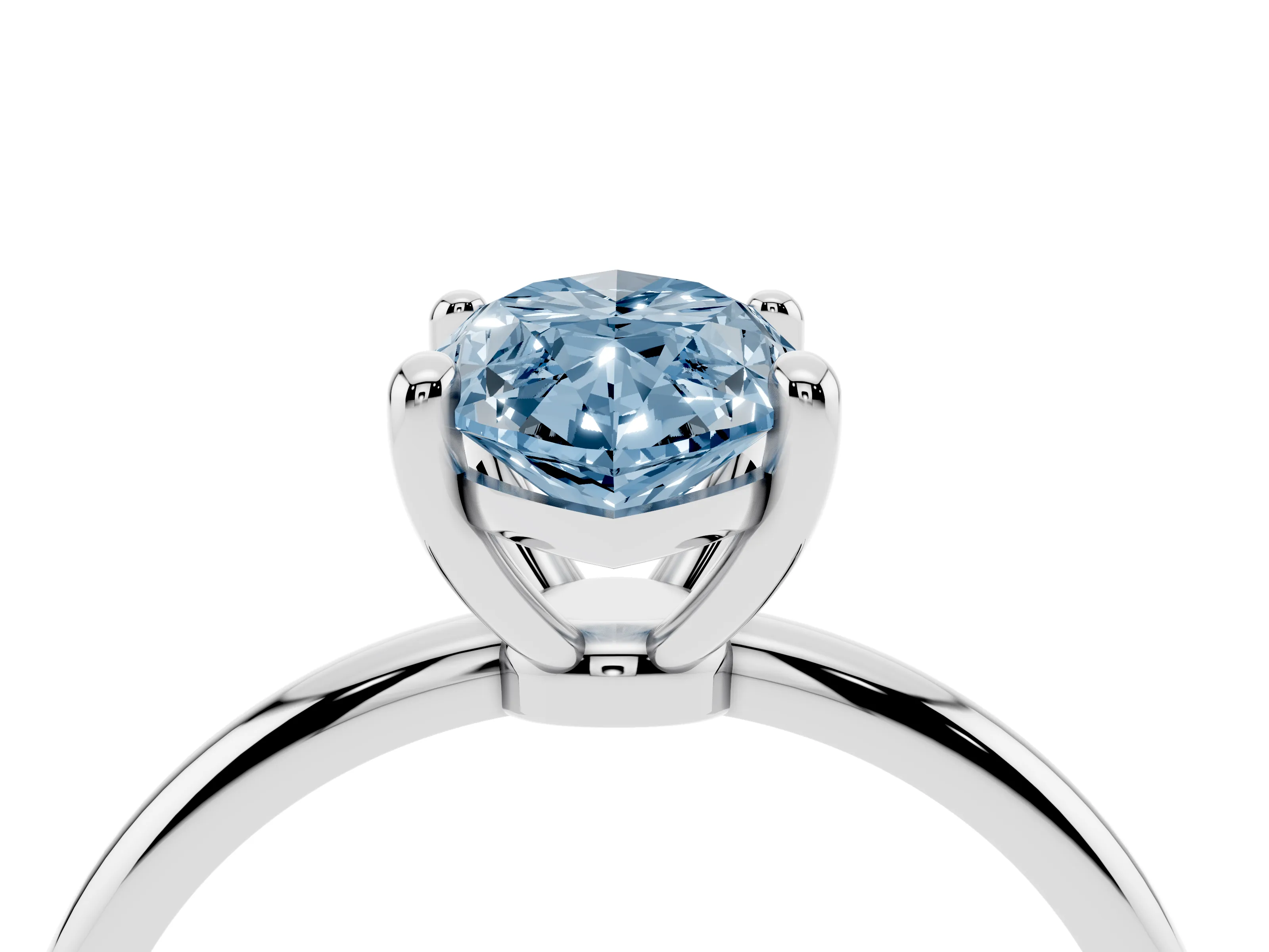 Fancy Blue Marquise Cut Diamond Solitaire Ring Set in Platinum with Secure Prong Setting on a Classic Band