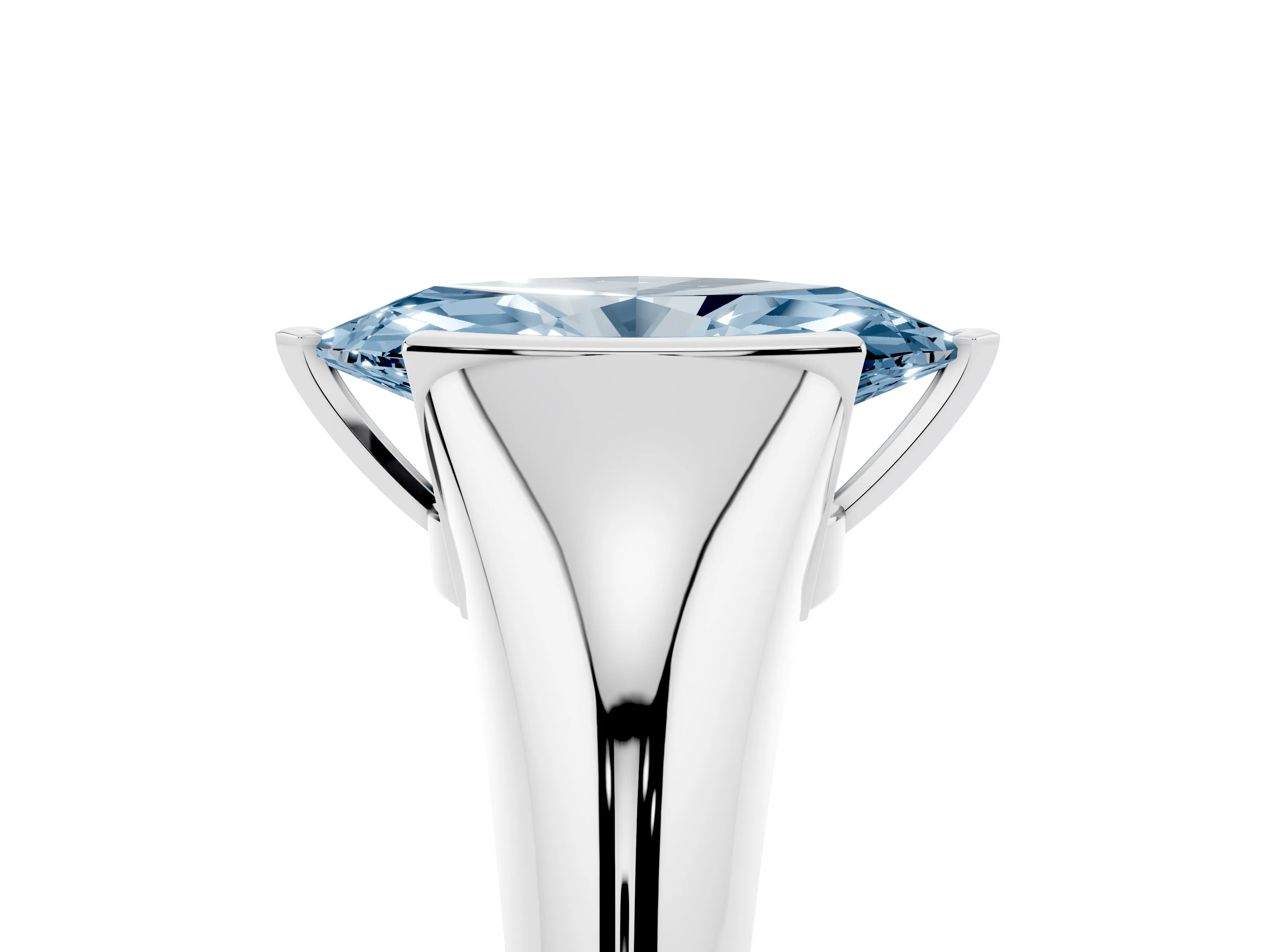 Fancy Blue Marquise Cut Diamond Solitaire Tension Set Ring Set in Platinum