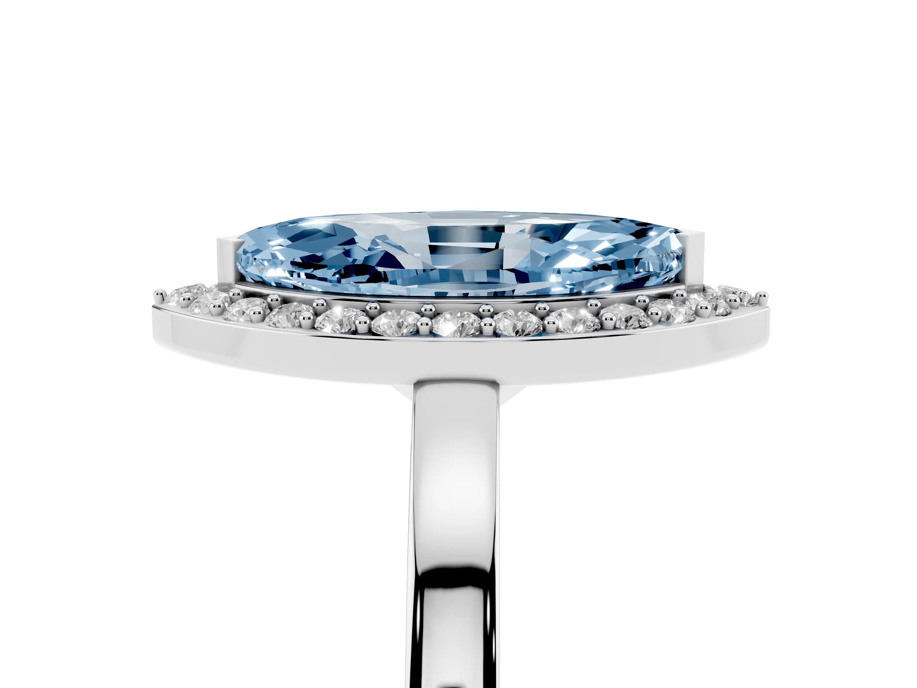 Fancy Blue Marquise Cut Diamond Halo Ring Set in Platinum with Solitaire Band and Prong Setting