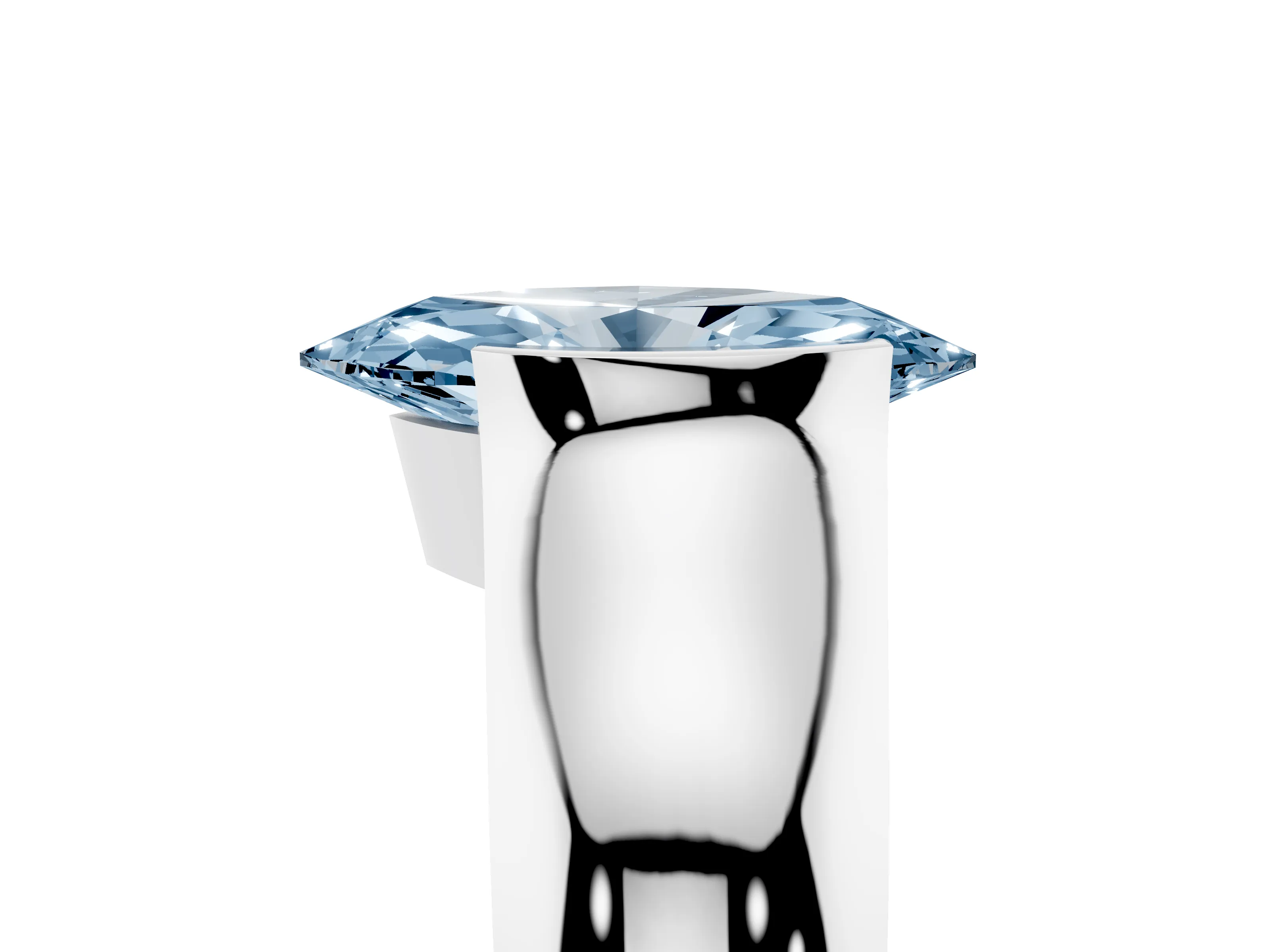 Fancy Blue Marquise Cut Diamond Bezel Solitaire Ring Set in White gold with Wide Band