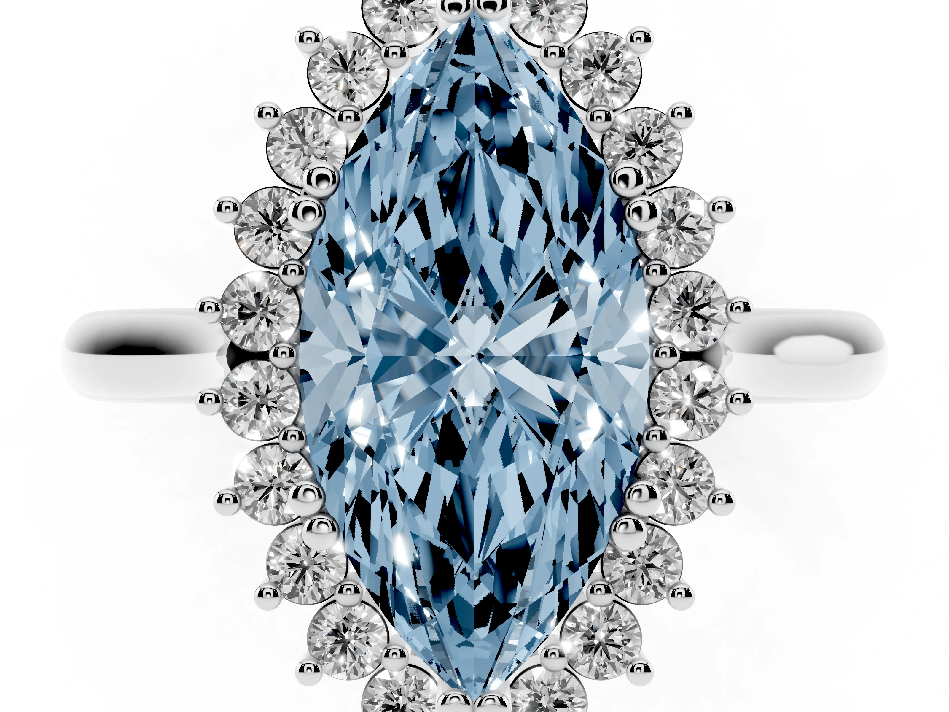 Fancy Blue Marquise Cut Diamond Halo Ring Set in Platinum with Plain Solitaire Band and Prong Setting