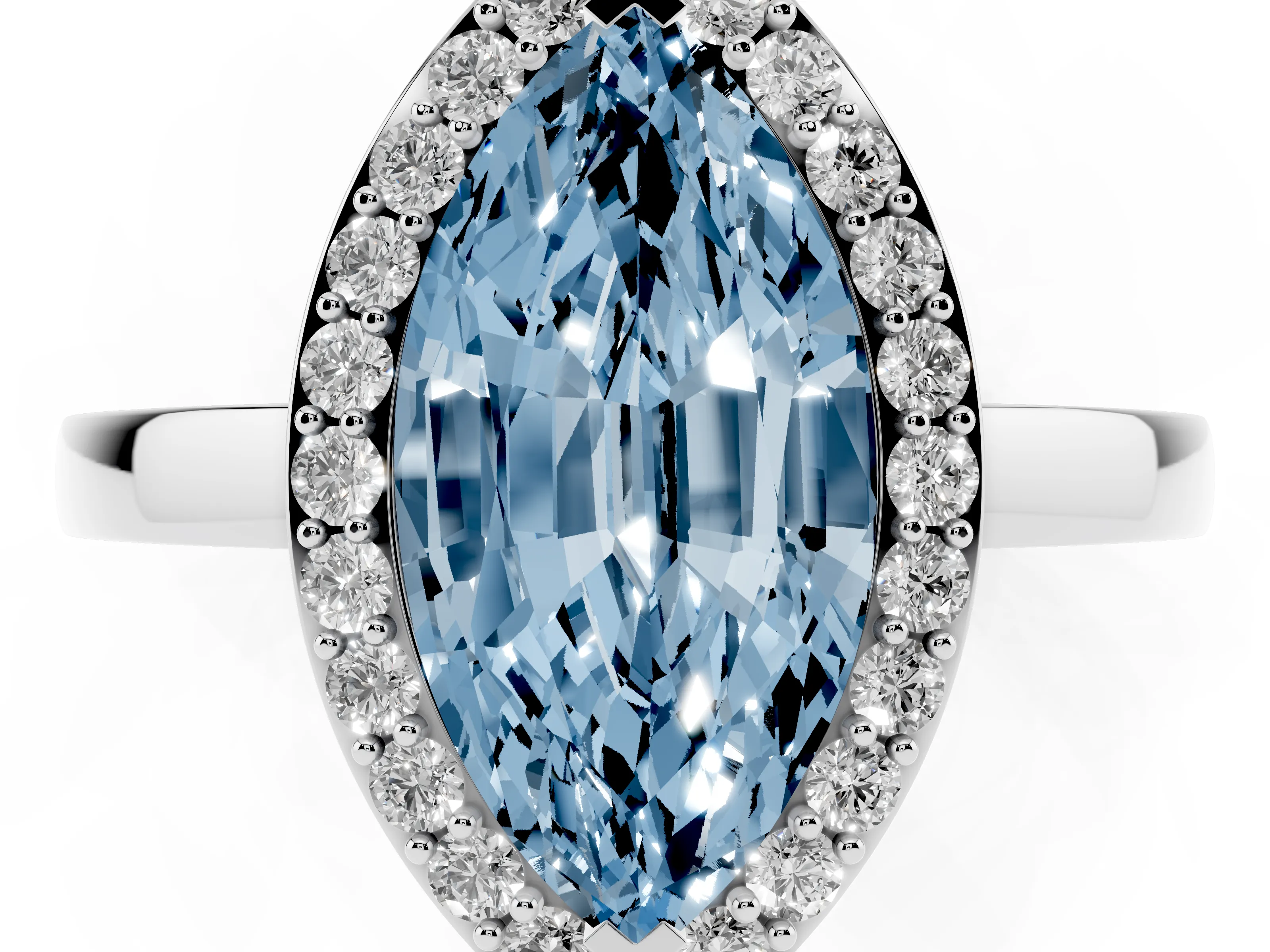Fancy Blue Marquise Cut Diamond Halo Ring Set in Platinum with Solitaire Band and Prong Setting
