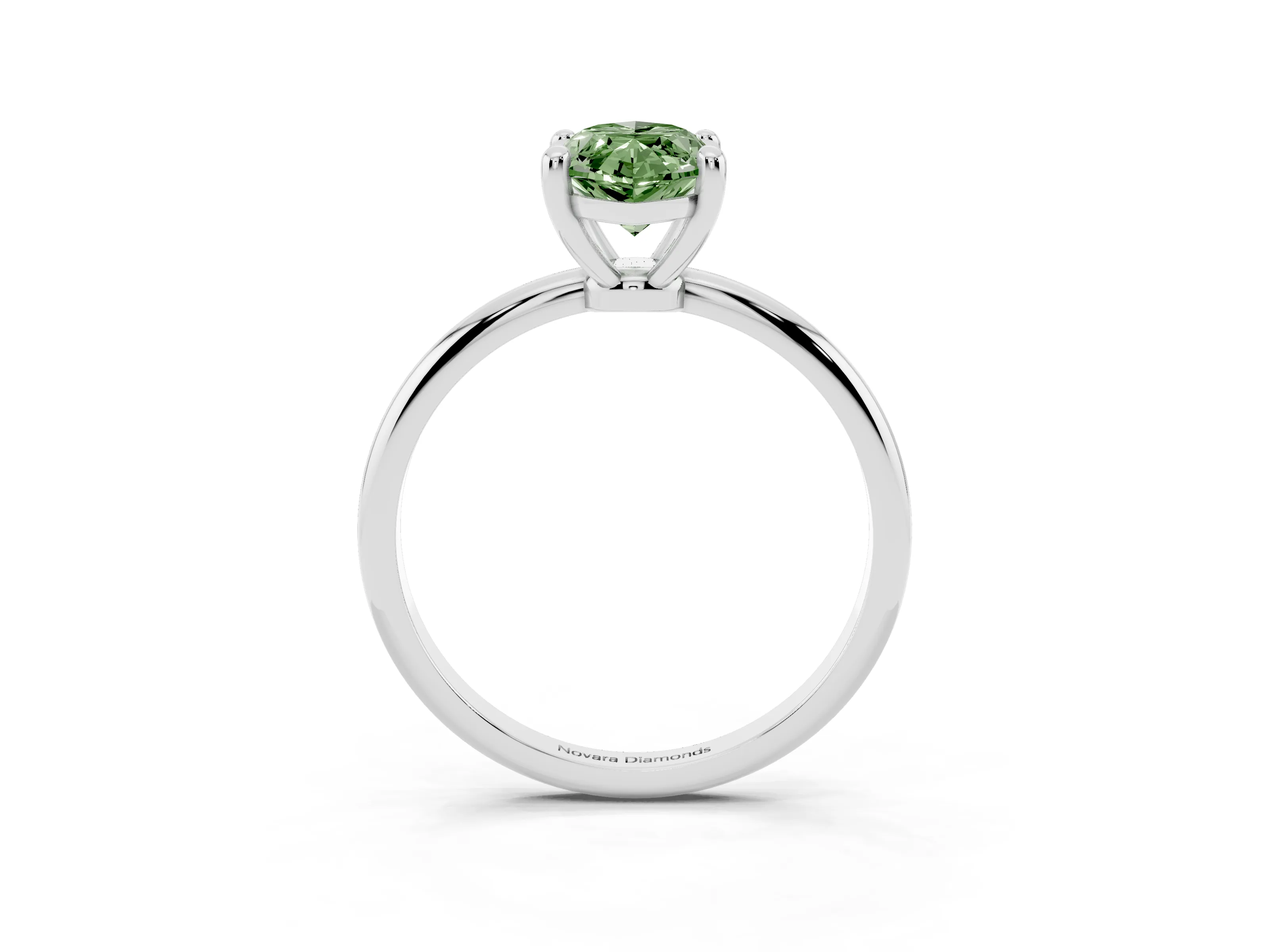 Fancy Green Marquise Cut Diamond Solitaire Ring Set in Platinum with Secure Prong Setting on a Classic Band