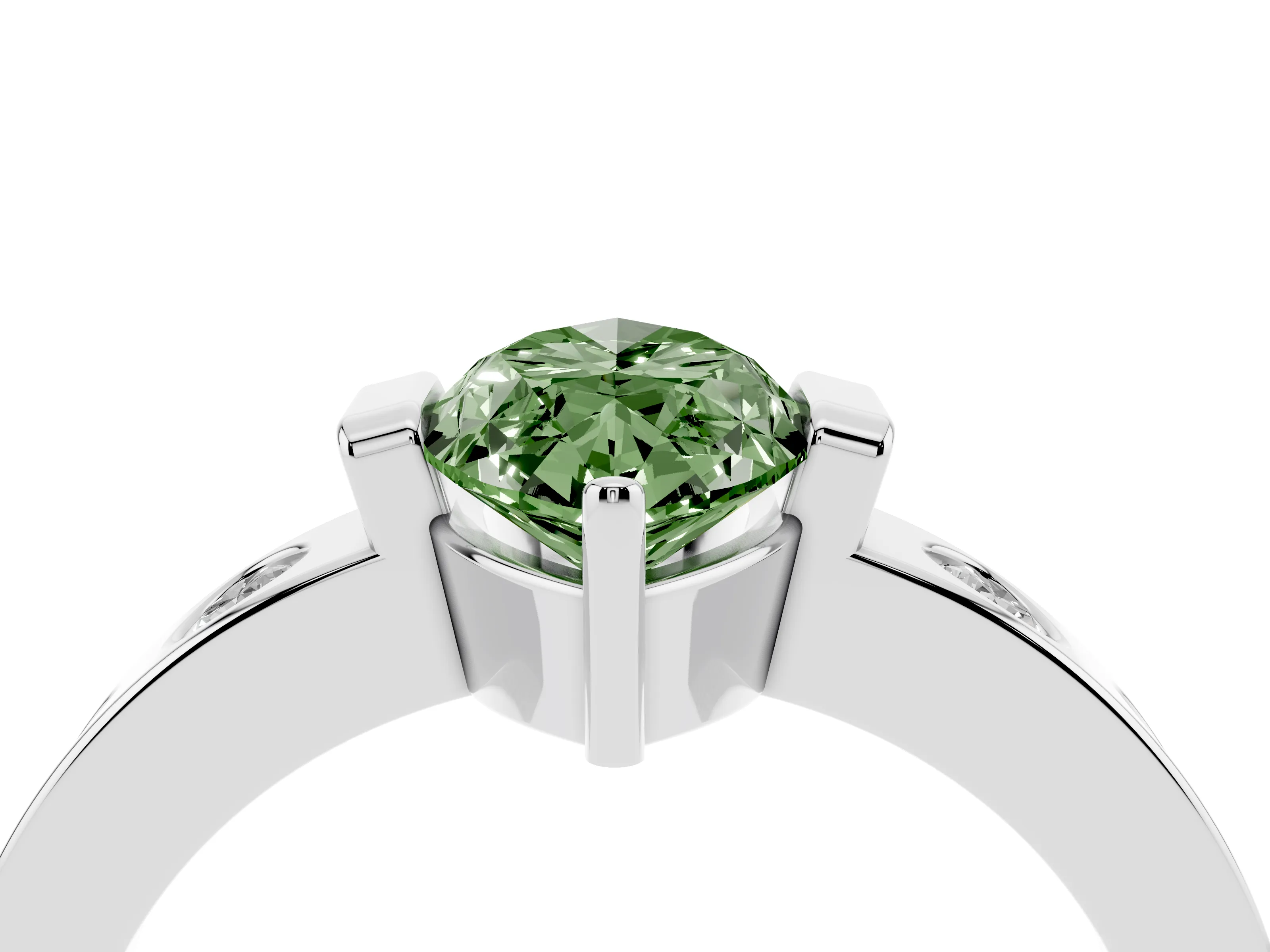 Fancy Green Marquise Cut Diamond Channel-Set Band Ring Set in White gold with Bezel Prong Setting