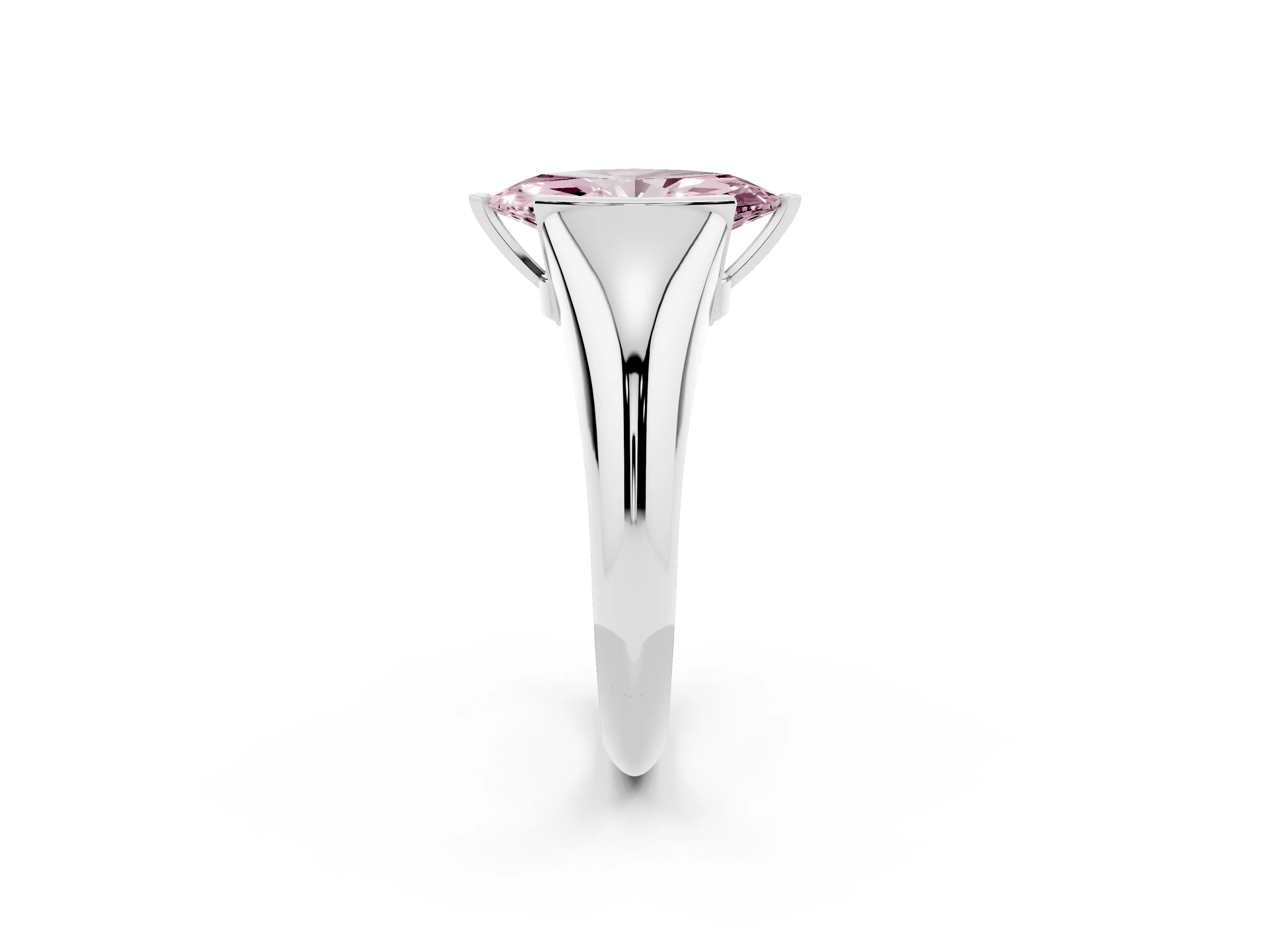 Fancy Pink Marquise Cut Diamond Solitaire Tension Set Ring Set in Silver