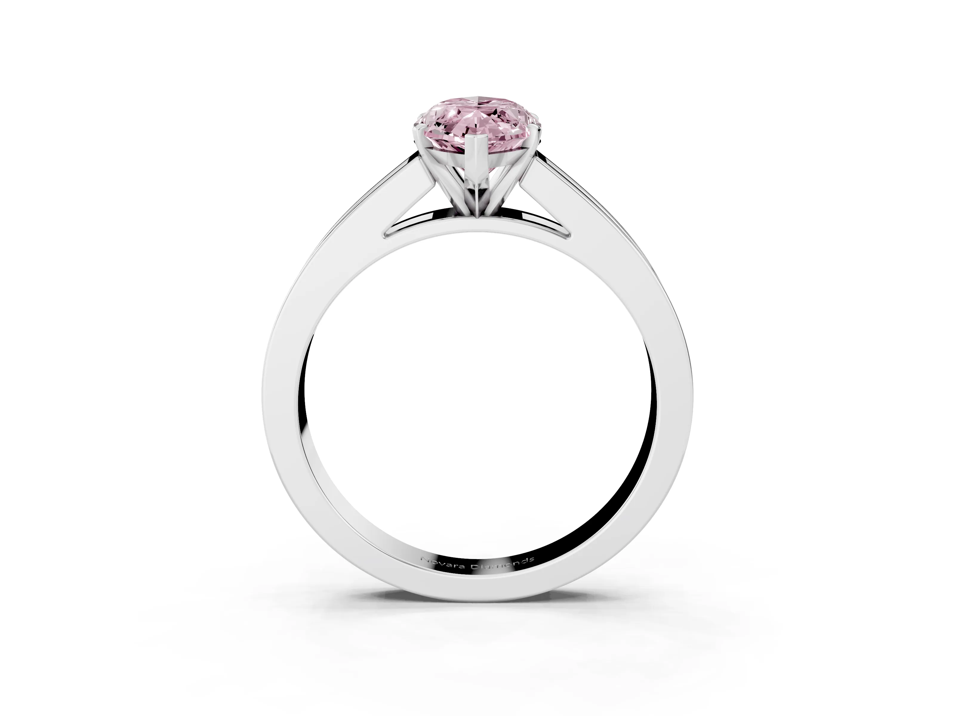 Fancy Pink Marquise Cut Diamond Solitaire Ring Set in Platinum with Channel-Set Band and Prong Setting