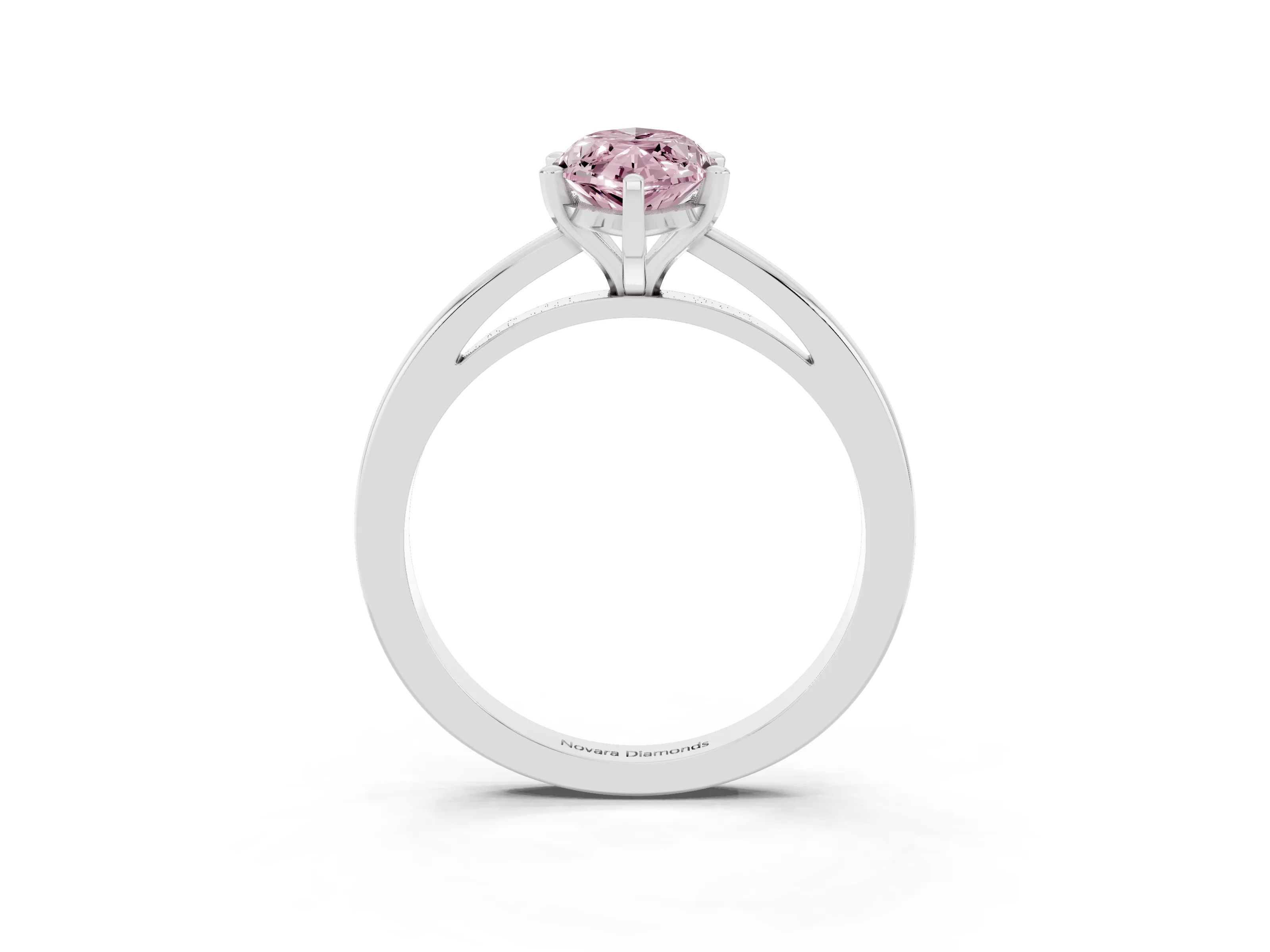 Fancy Pink Marquise Cut Diamond Solitaire Engagement Ring Set in Platinum with Prong Setting on a Classic Band