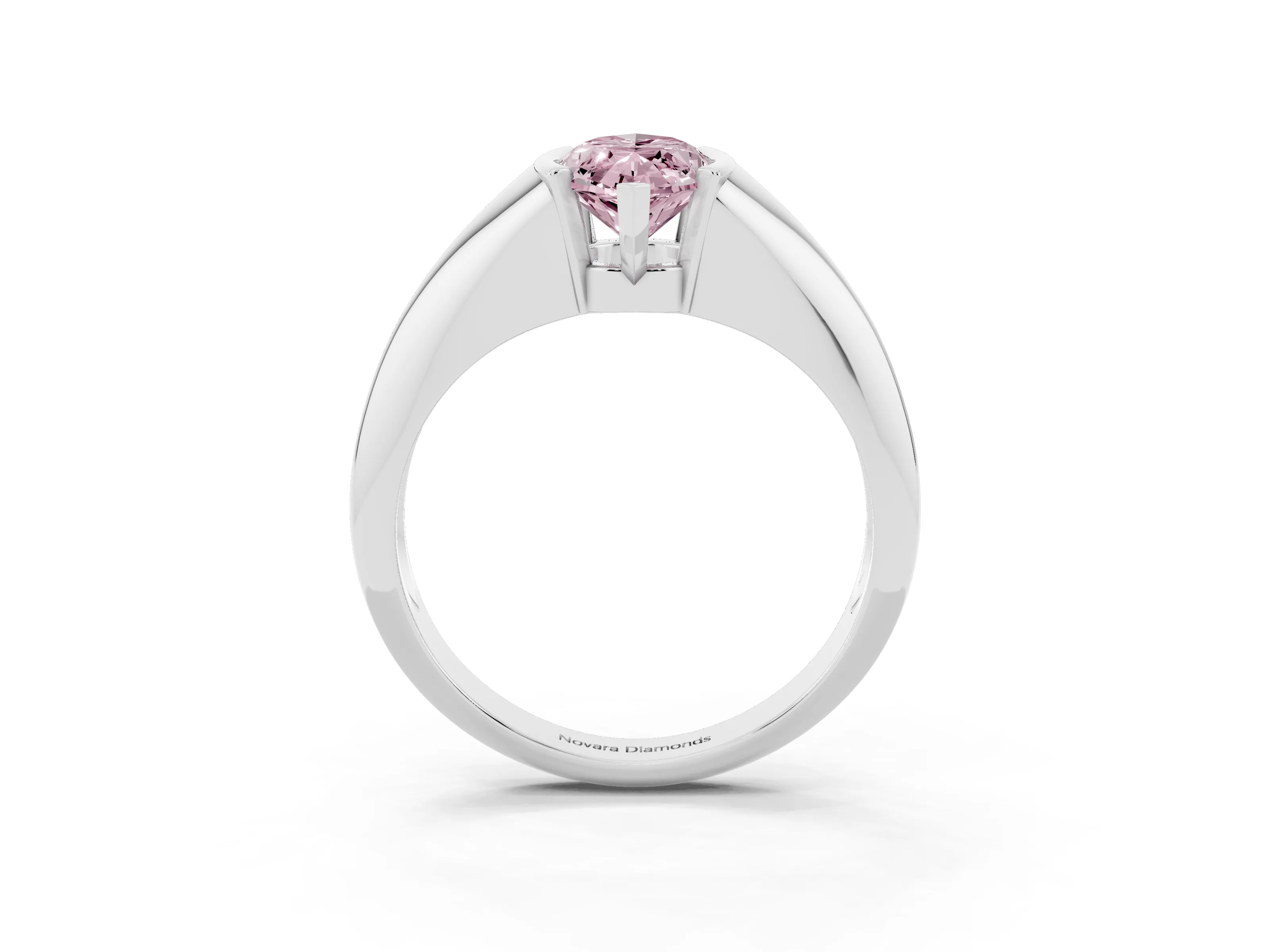 Fancy Pink Marquise Cut Diamond Solitaire Tension Set Ring Set in Silver