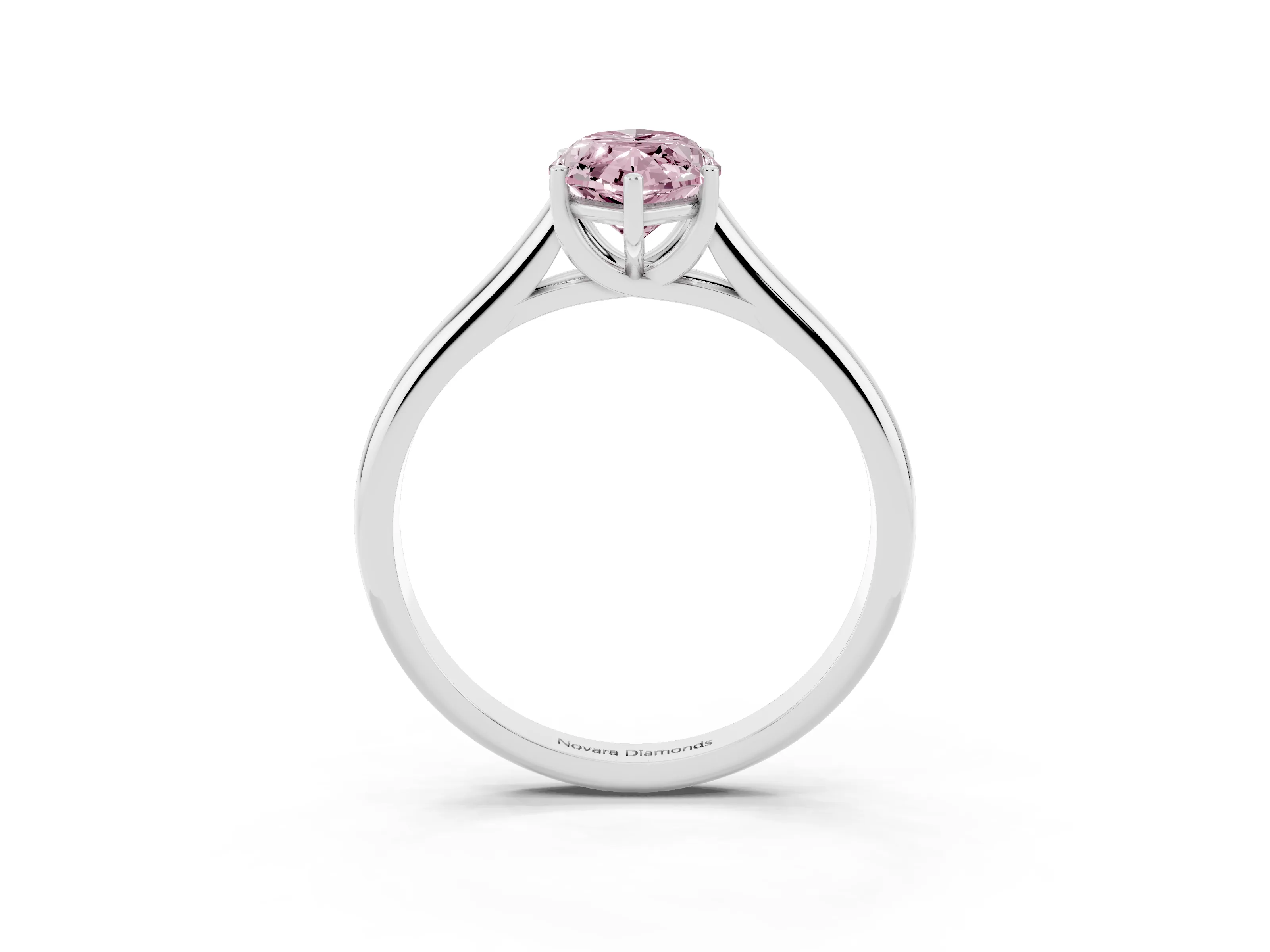 Fancy Pink Marquise Cut Diamond Solitaire Engagement Ring Set in White gold with Subtly Tapered Band and Prong Setting