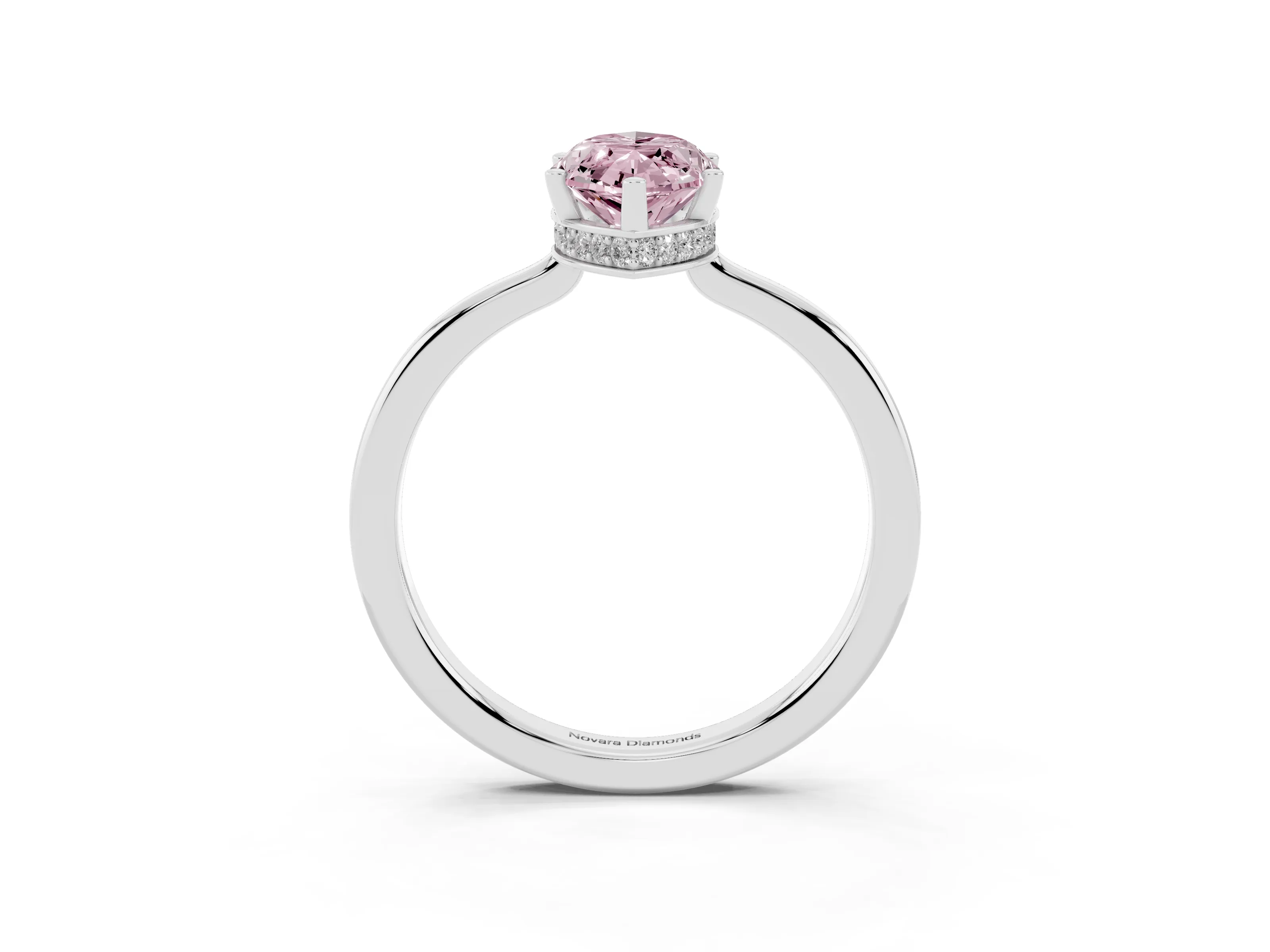 Fancy Pink Marquise Cut Diamond Solitaire Engagement Ring Set in White gold with Prong Setting on a Plain Band