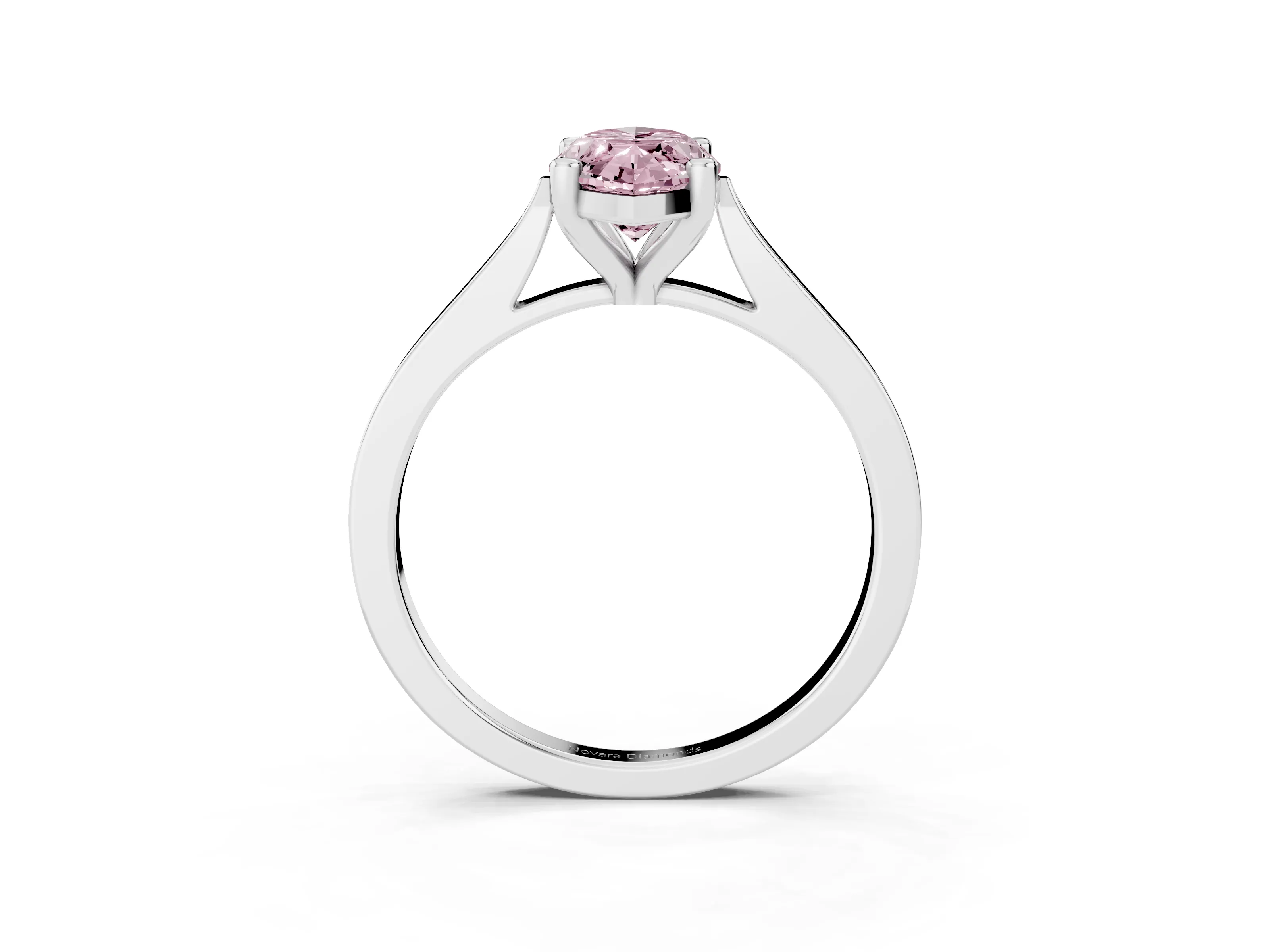 Fancy Pink Marquise Cut Diamond Solitaire Ring Set in White gold with Prong Setting and Tapered Band