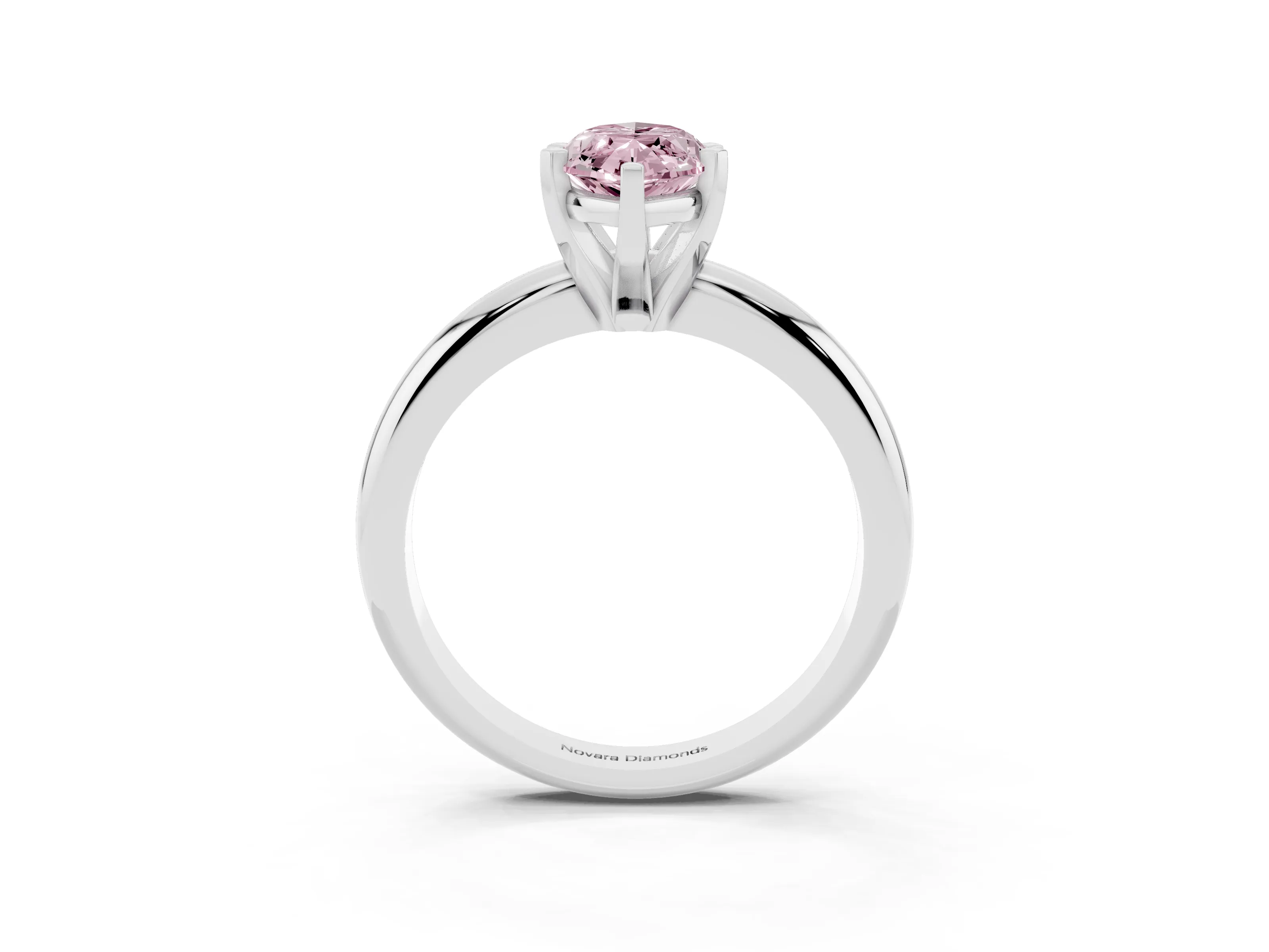Fancy Pink Marquise Cut Diamond Solitaire Engagement Ring Set in White gold with Round Band and Prong Setting