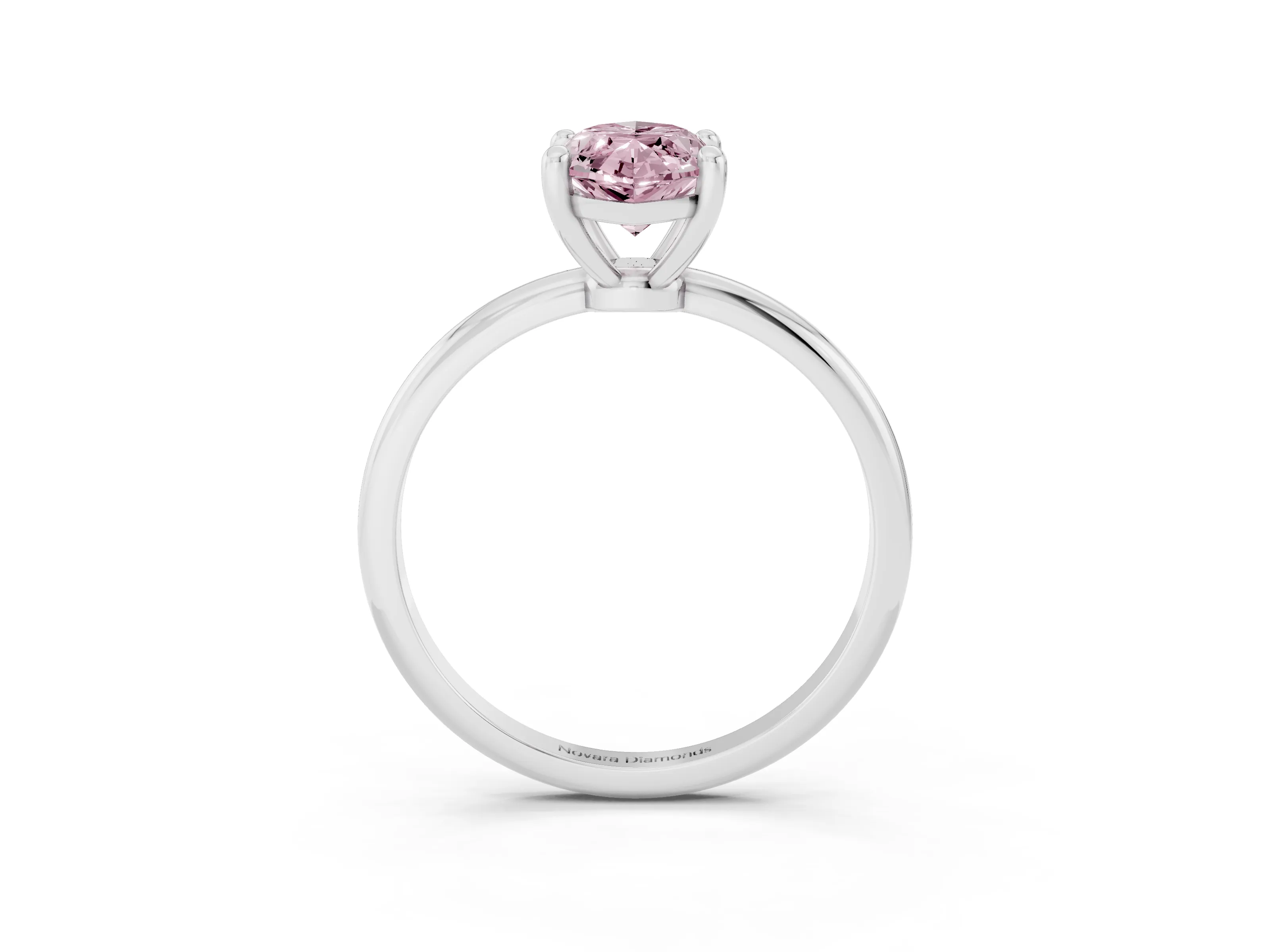 Fancy Pink Marquise Cut Diamond Solitaire Ring Set in White gold with Secure Prong Setting on a Classic Band