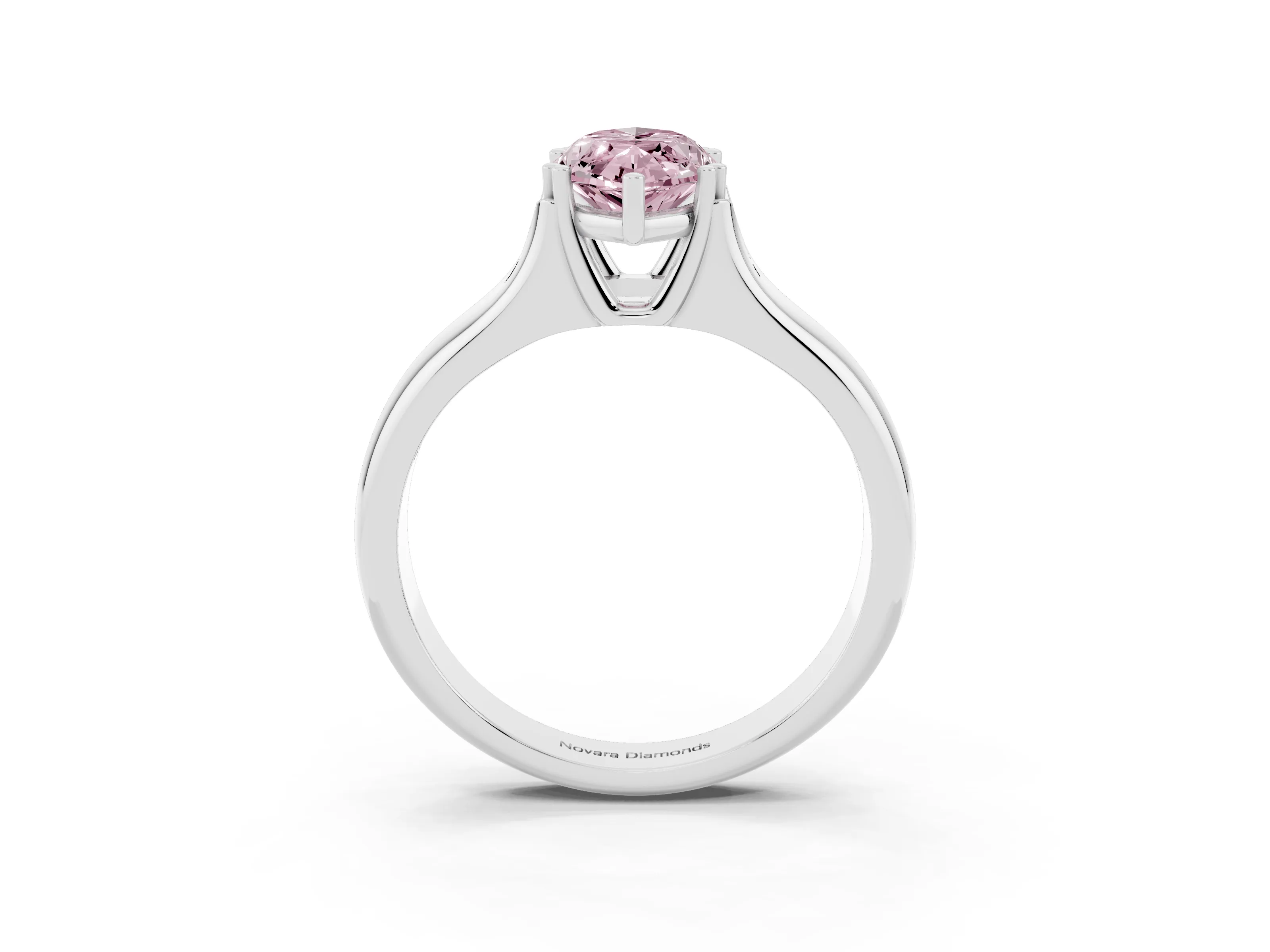 Fancy Pink Marquise Cut Diamond Solitaire Ring Set in White gold with Wide Band and Prong Setting