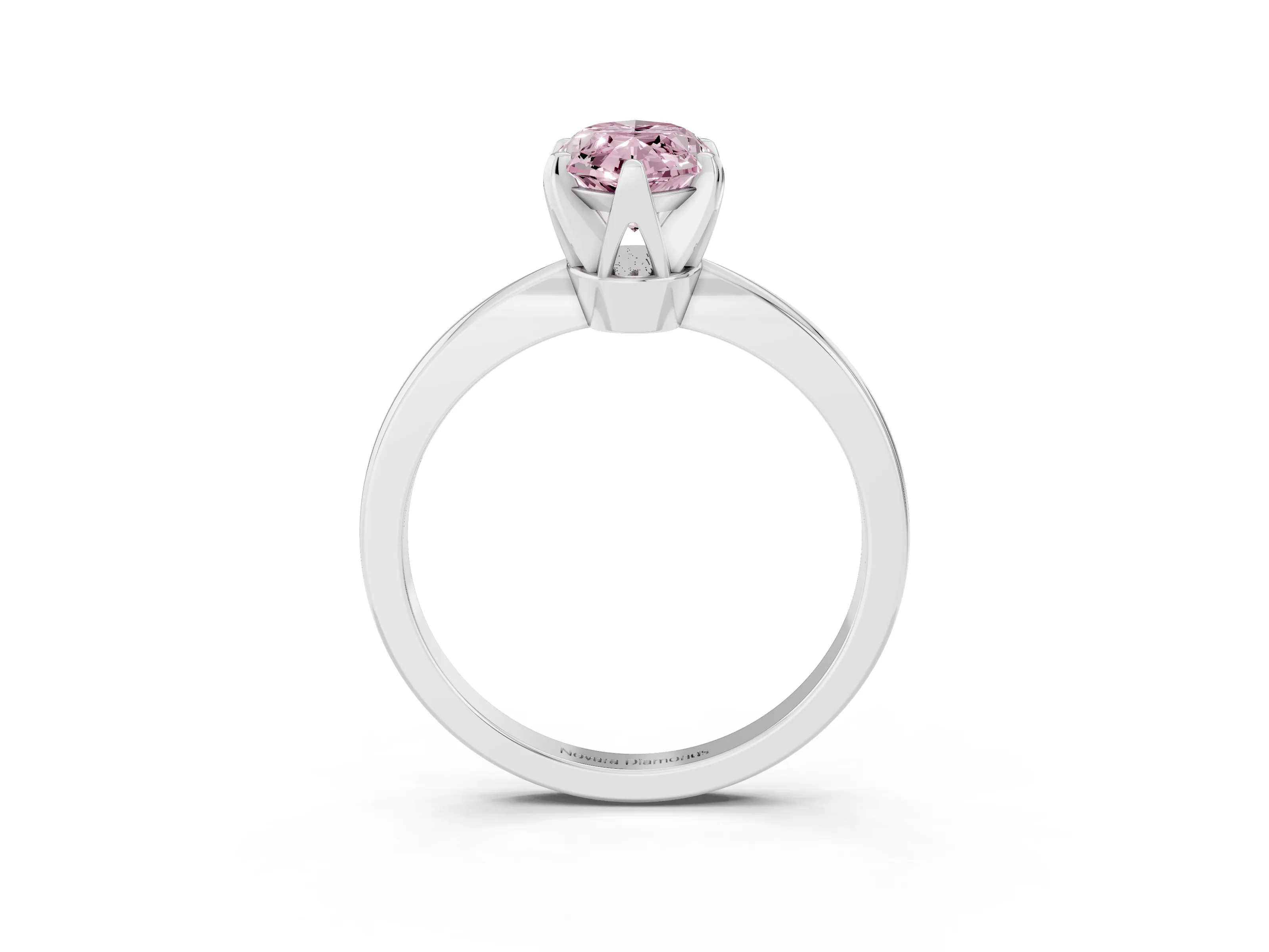 Fancy Pink Marquise Cut Diamond Solitaire Engagement Ring Set in Platinum with Slim Tapered Solitaire Band