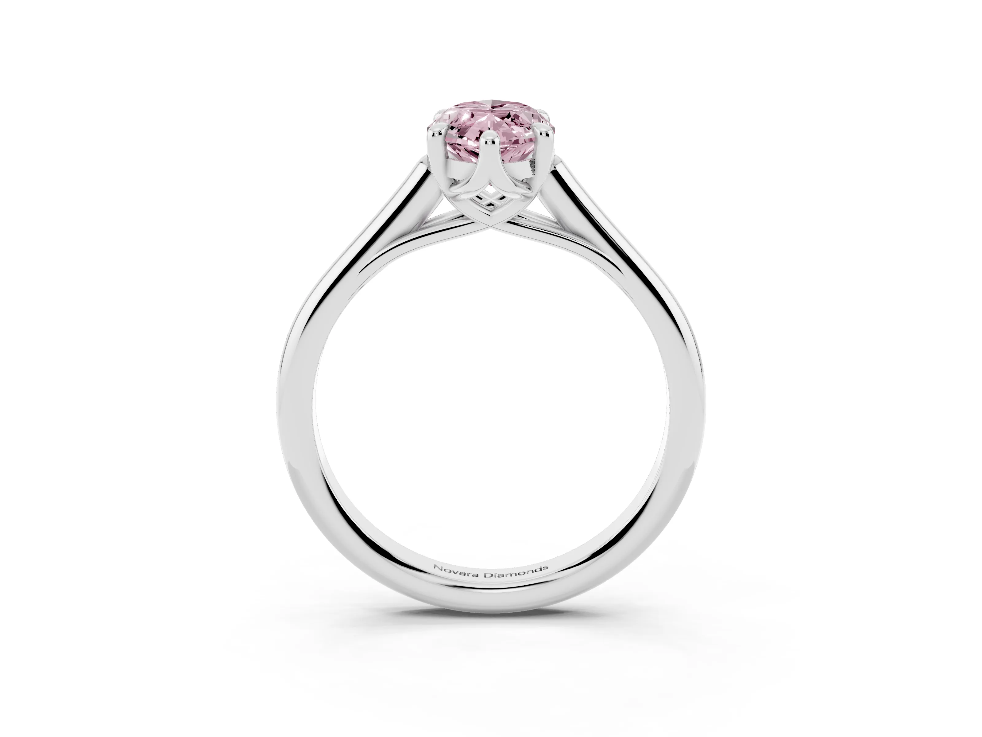 Fancy Pink Marquise Cut Diamond Solitaire Engagement Ring Set in Silver with Prong Setting and Plain Classic Band