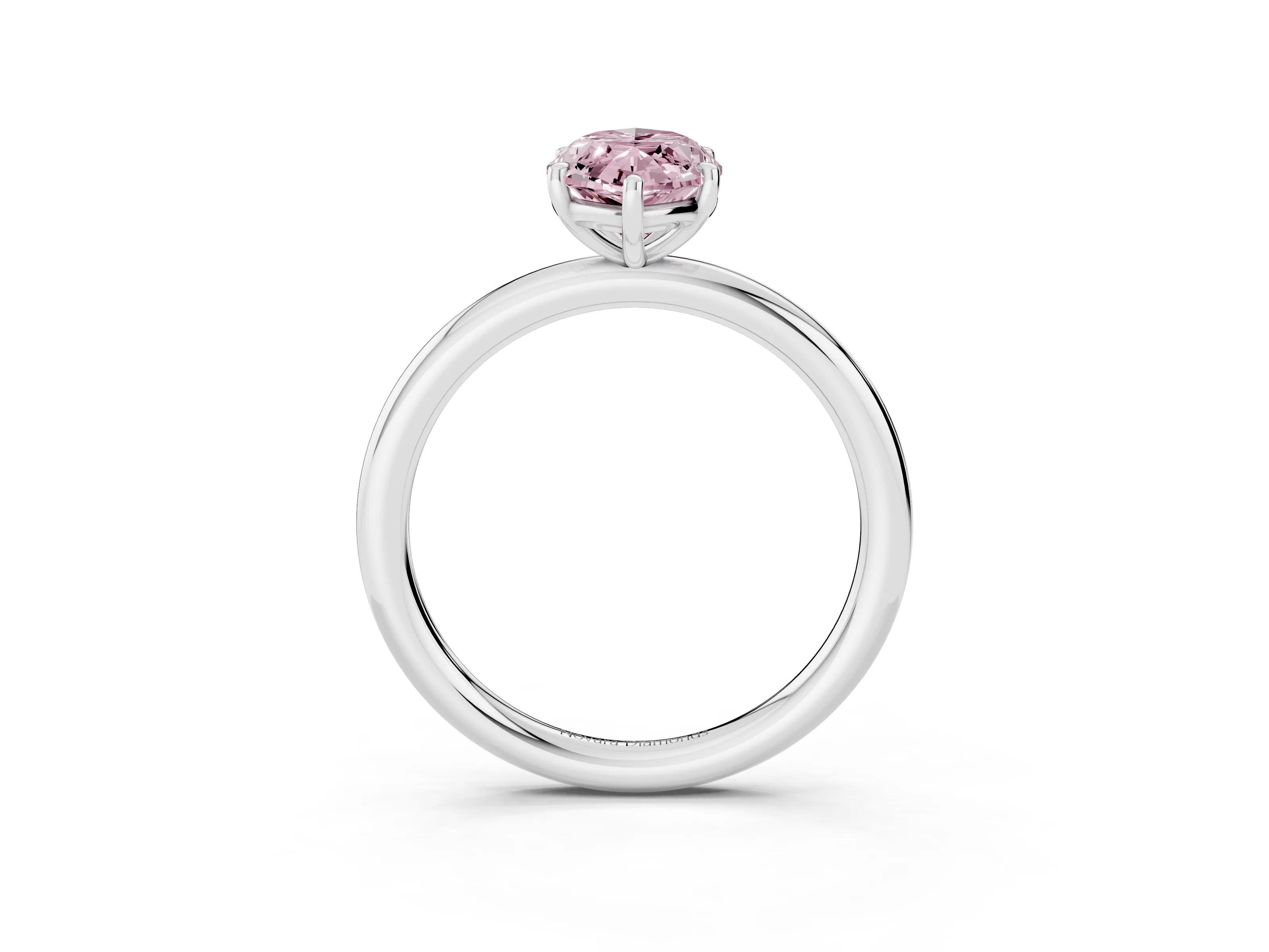 Fancy Pink Marquise Cut Diamond Solitaire Ring Set in Platinum with Prong Setting on a Polished Plain Band