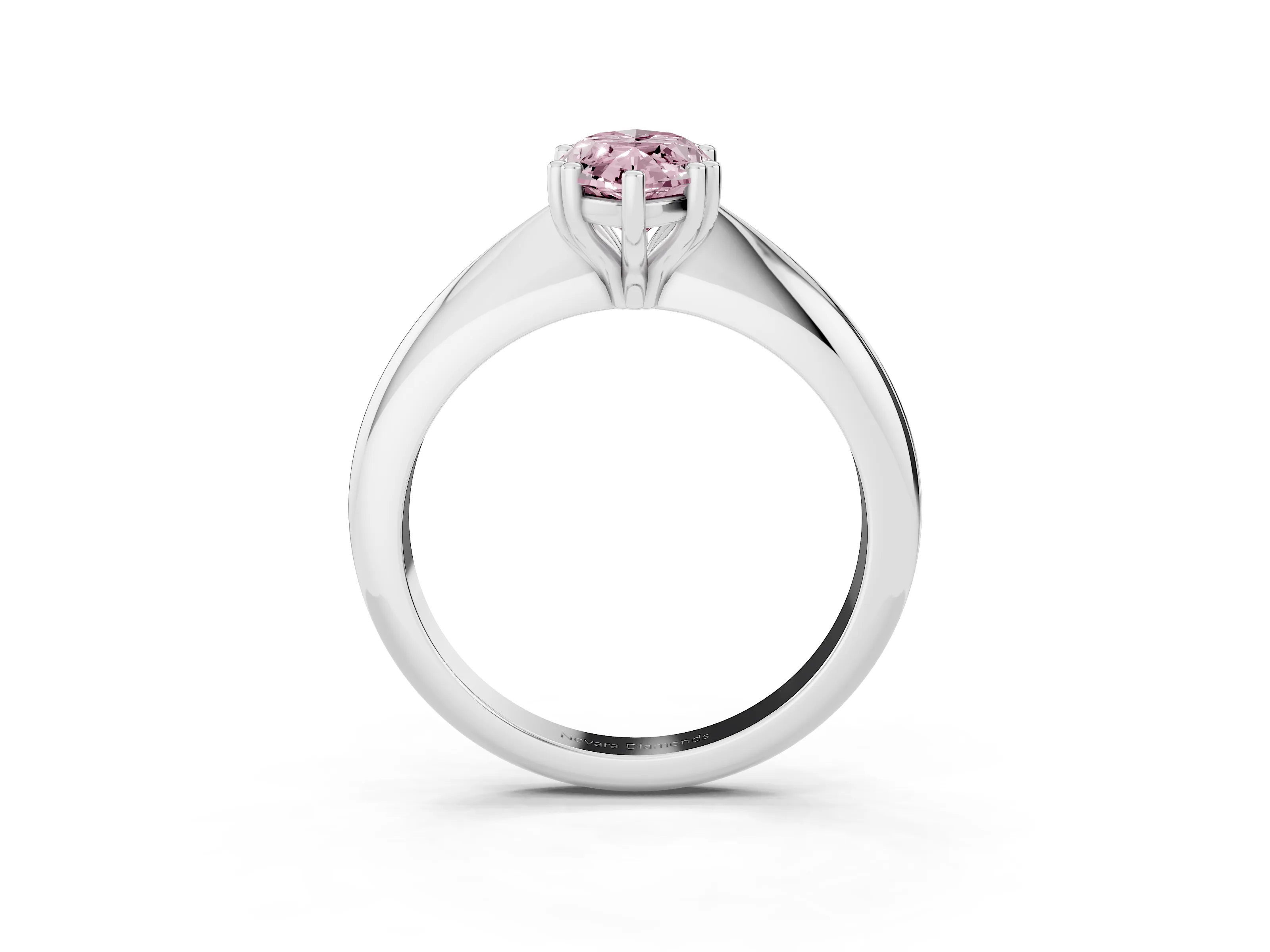 Fancy Pink Marquise Cut Diamond Solitaire Engagement Ring Set in White gold with Tapered Band and Prong Setting