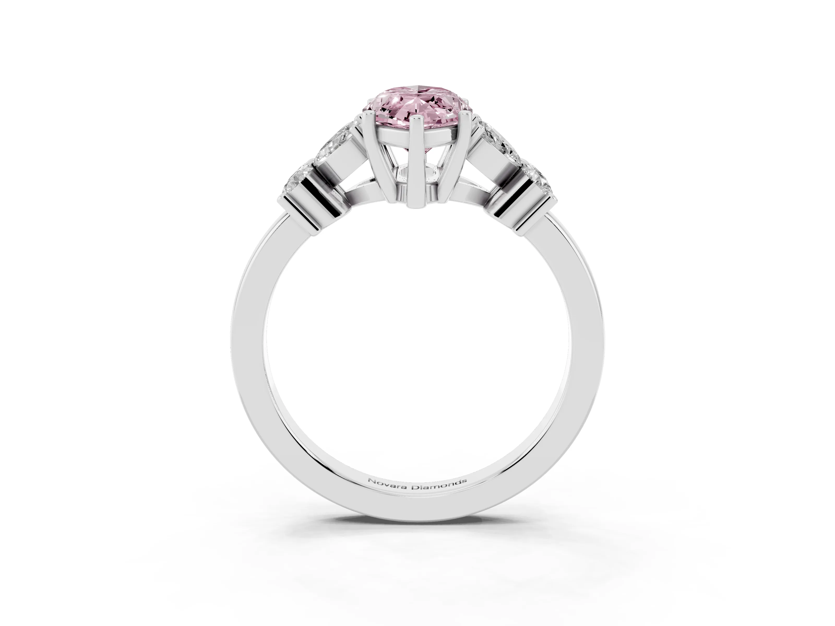 Fancy Pink Marquise Cut Diamond Floral Cluster Ring Set in Silver with Marquise Petals and Prong Setting