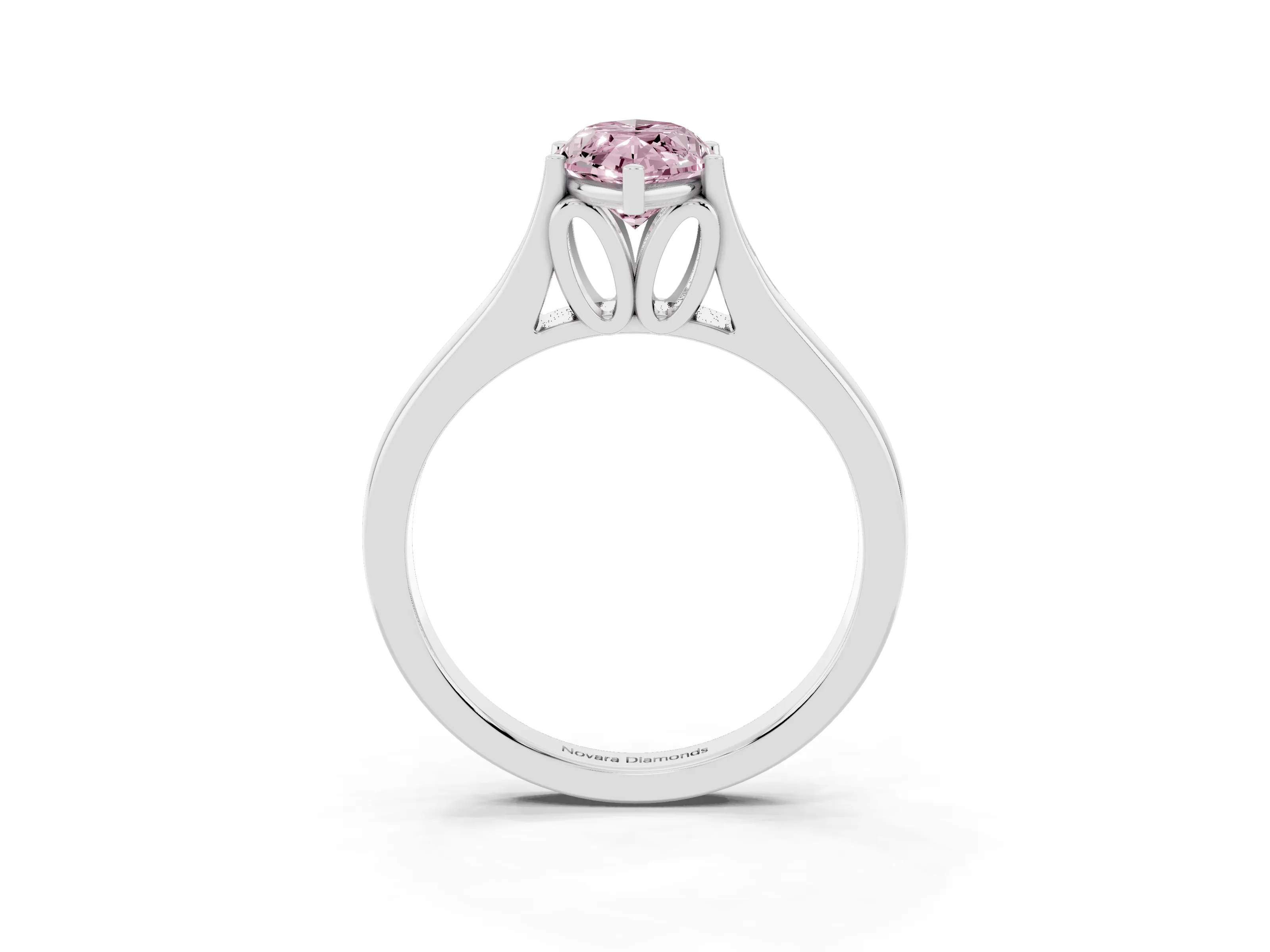 Fancy Pink Marquise Cut Diamond Solitaire Ring Set in White gold with Arched Cathedral Band and Prong Setting
