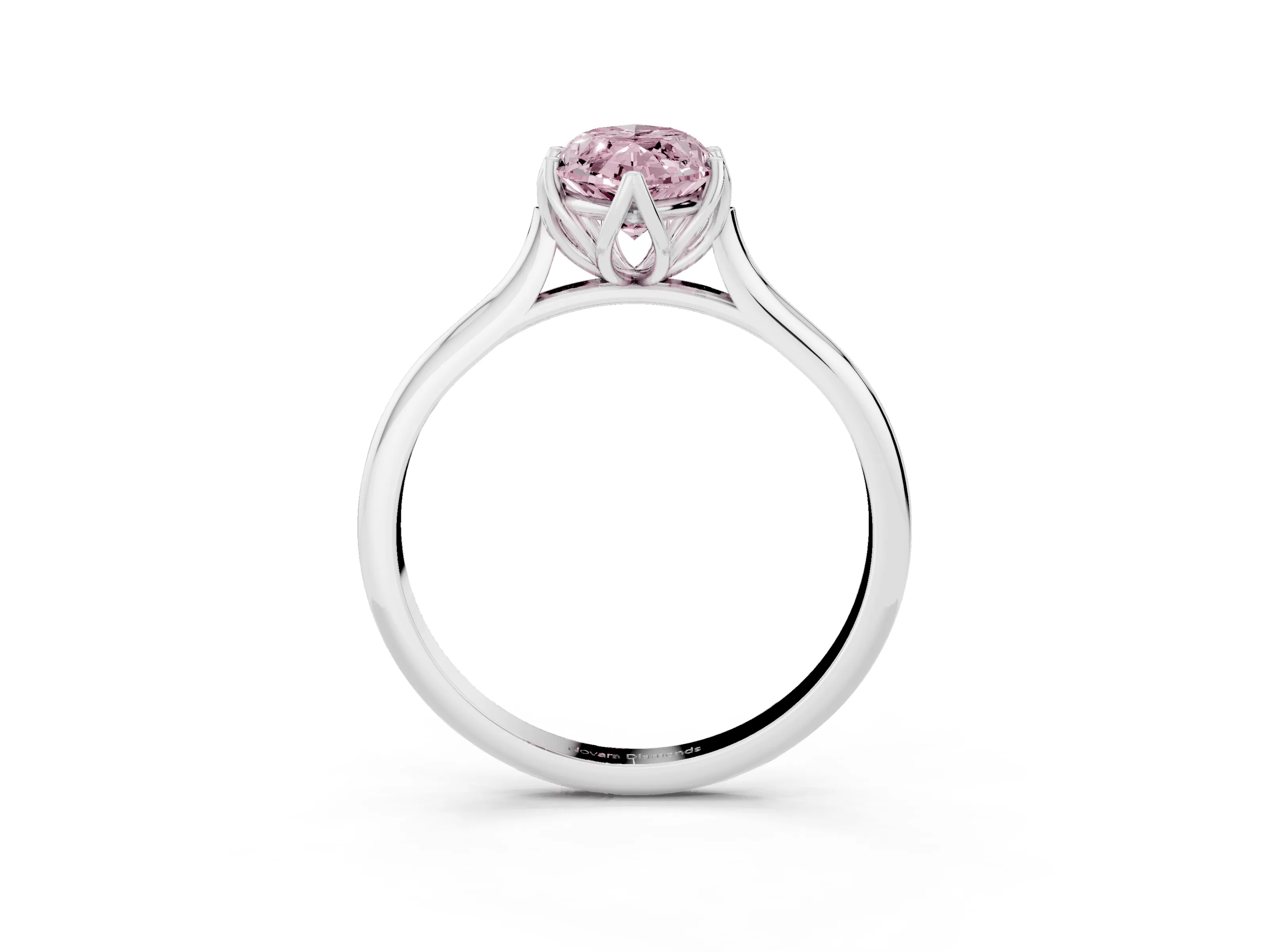 Fancy Pink Marquise Cut Diamond Solitaire Cathedral Ring Set in Silver with Prong Setting