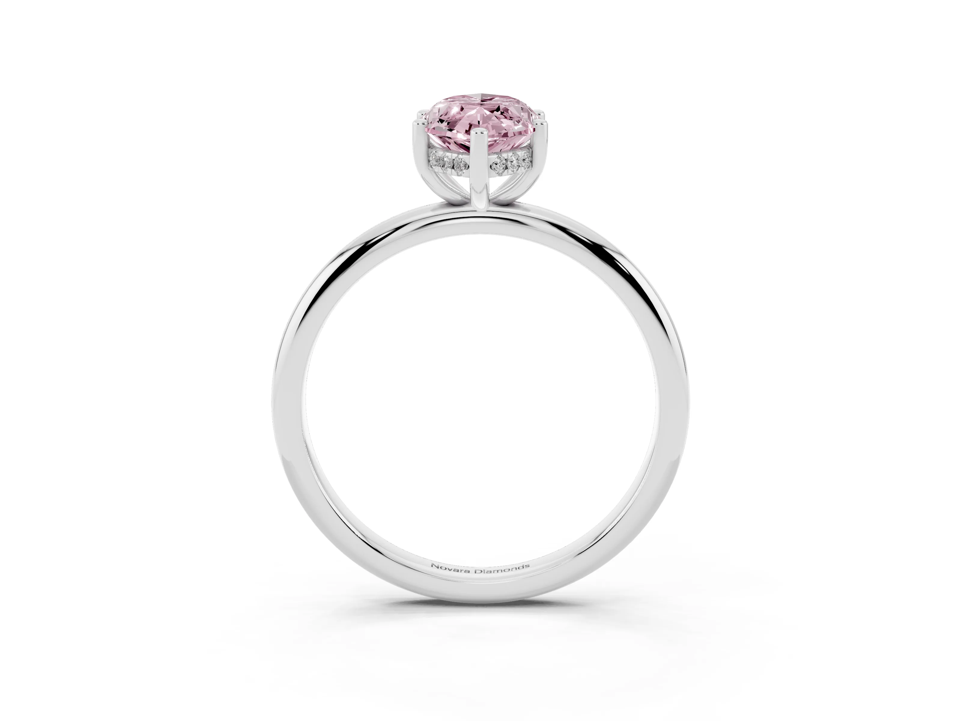 Fancy Pink Marquise Cut Diamond Solitaire Engagement Ring Set in Silver with Prong Setting and Polished Band