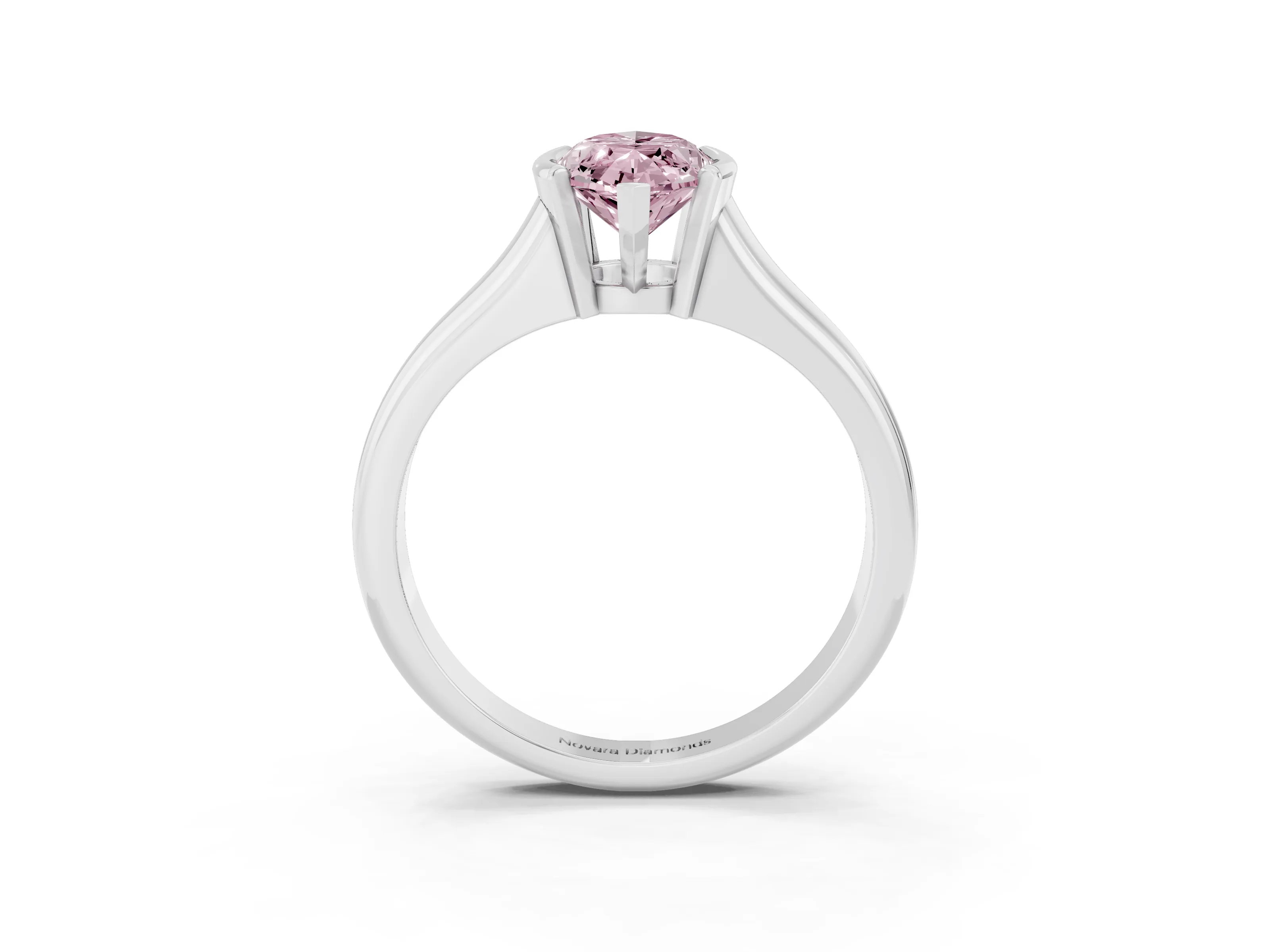 Fancy Pink Marquise Cut Diamond Solitaire Tension Set Ring Set in Platinum with Split Shank Band