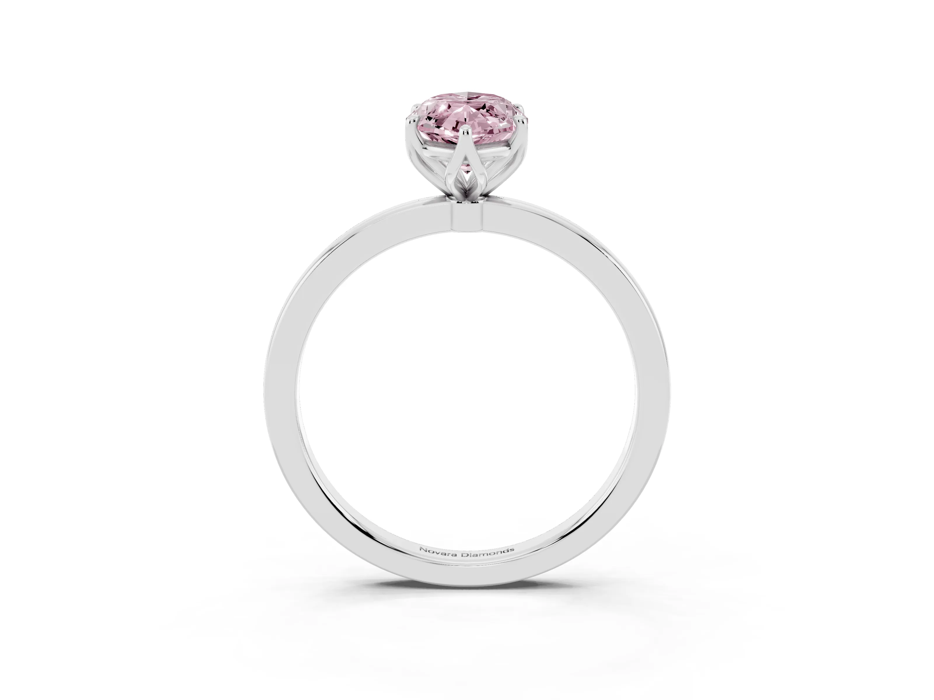 Fancy Pink Marquise Cut Diamond Solitaire Ring Set in White gold with Prong Setting and Thin Polished Band