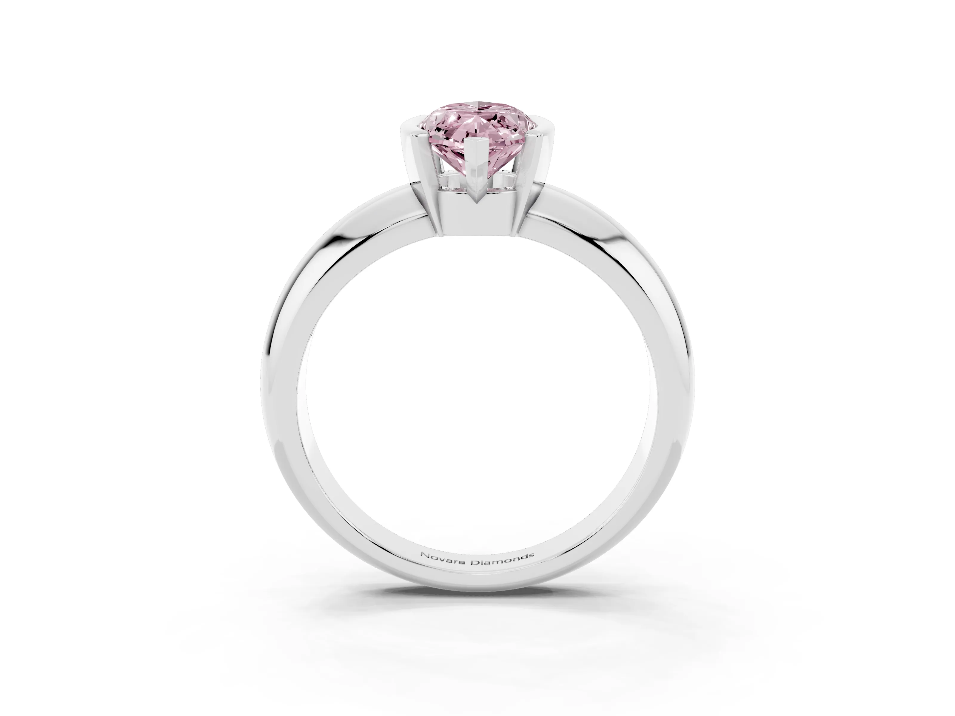 Fancy Pink Marquise Cut Diamond Solitaire Tension Set Ring Set in Platinum with Wide Band