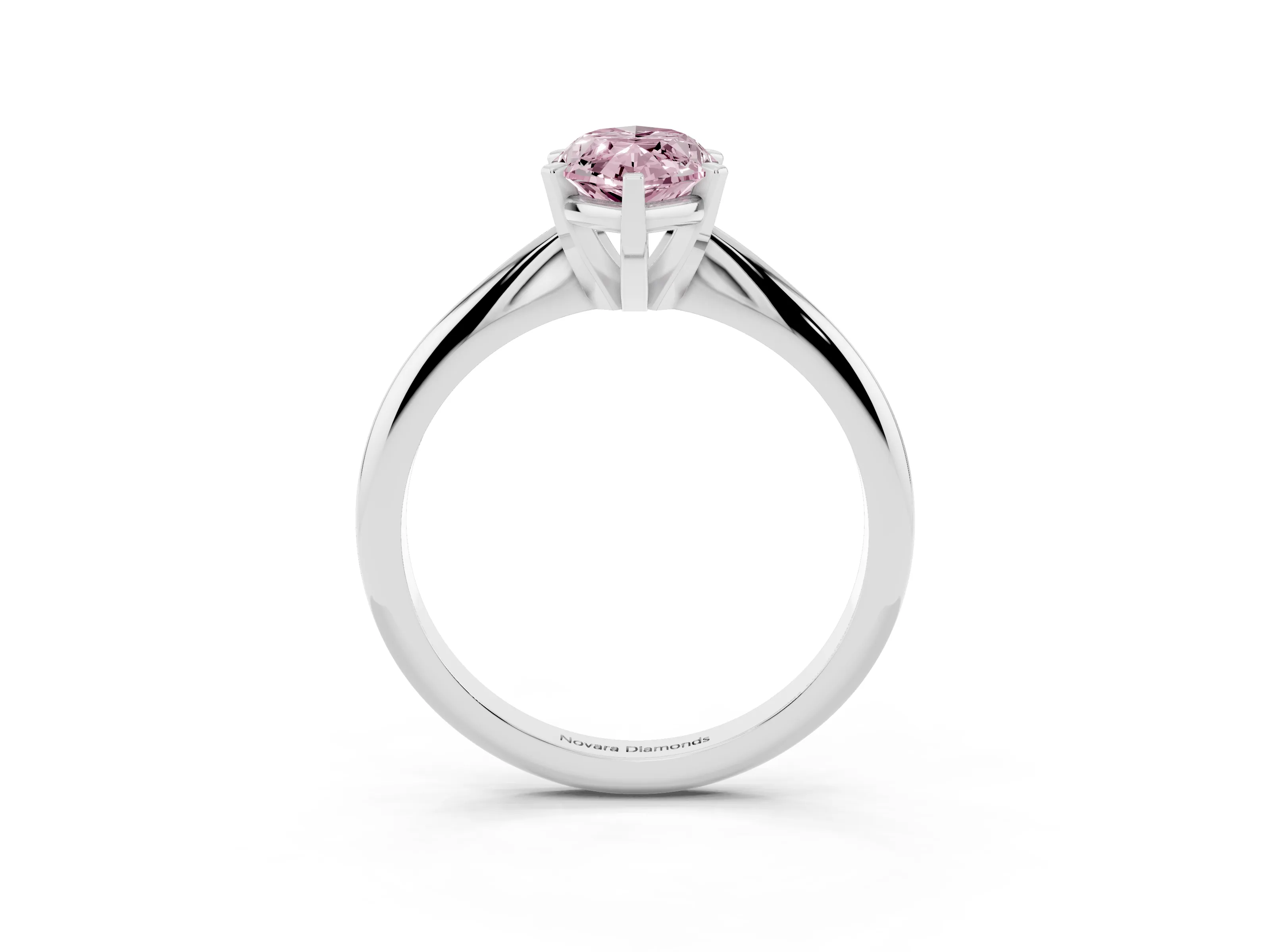 Fancy Pink Marquise Cut Diamond Solitaire Ring Set in Silver with Prong Setting on a Plain Round Band