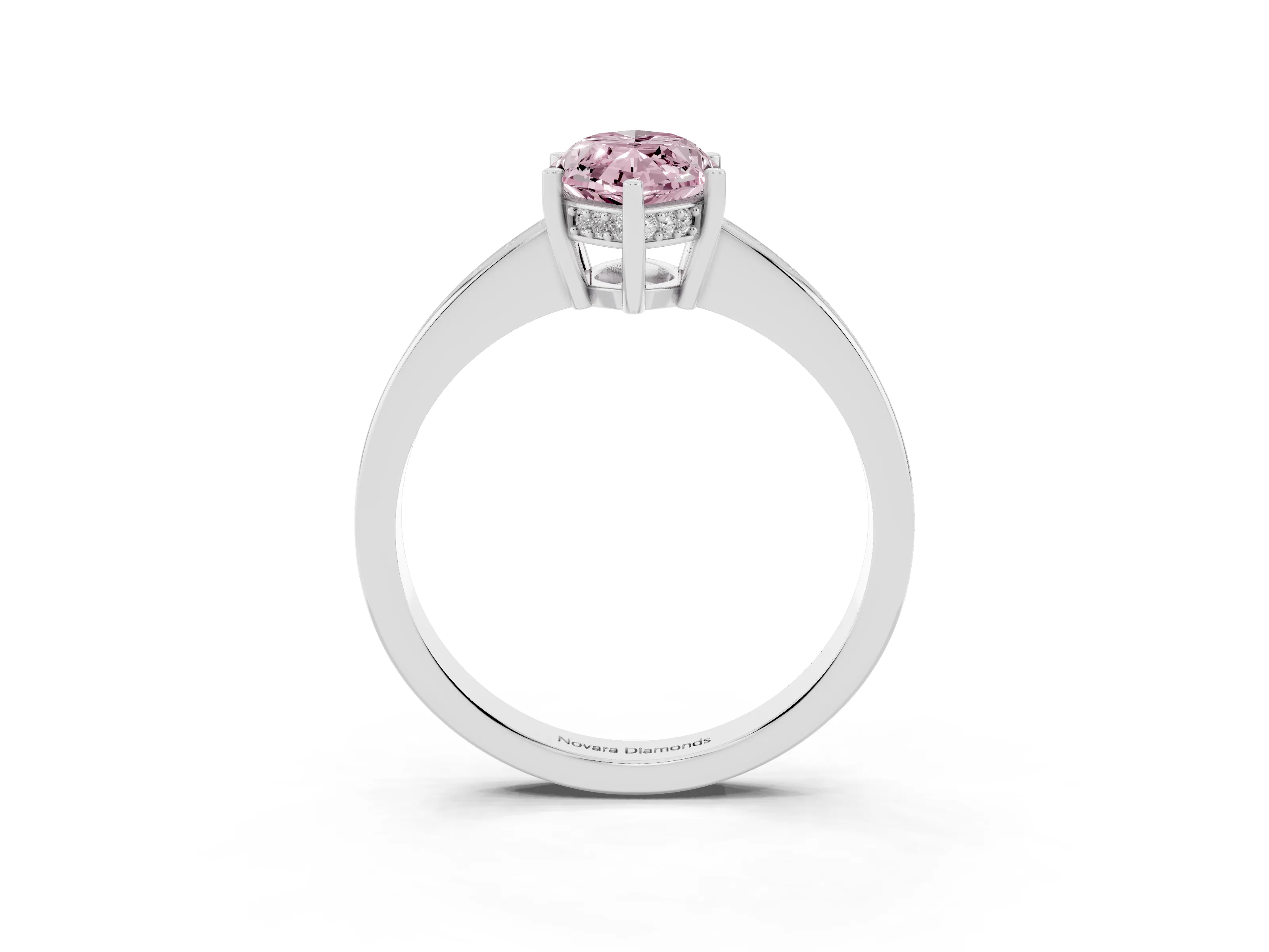 Fancy Pink Marquise Cut Diamond Pavé Band Prong Set Solitaire Ring Set in Platinum