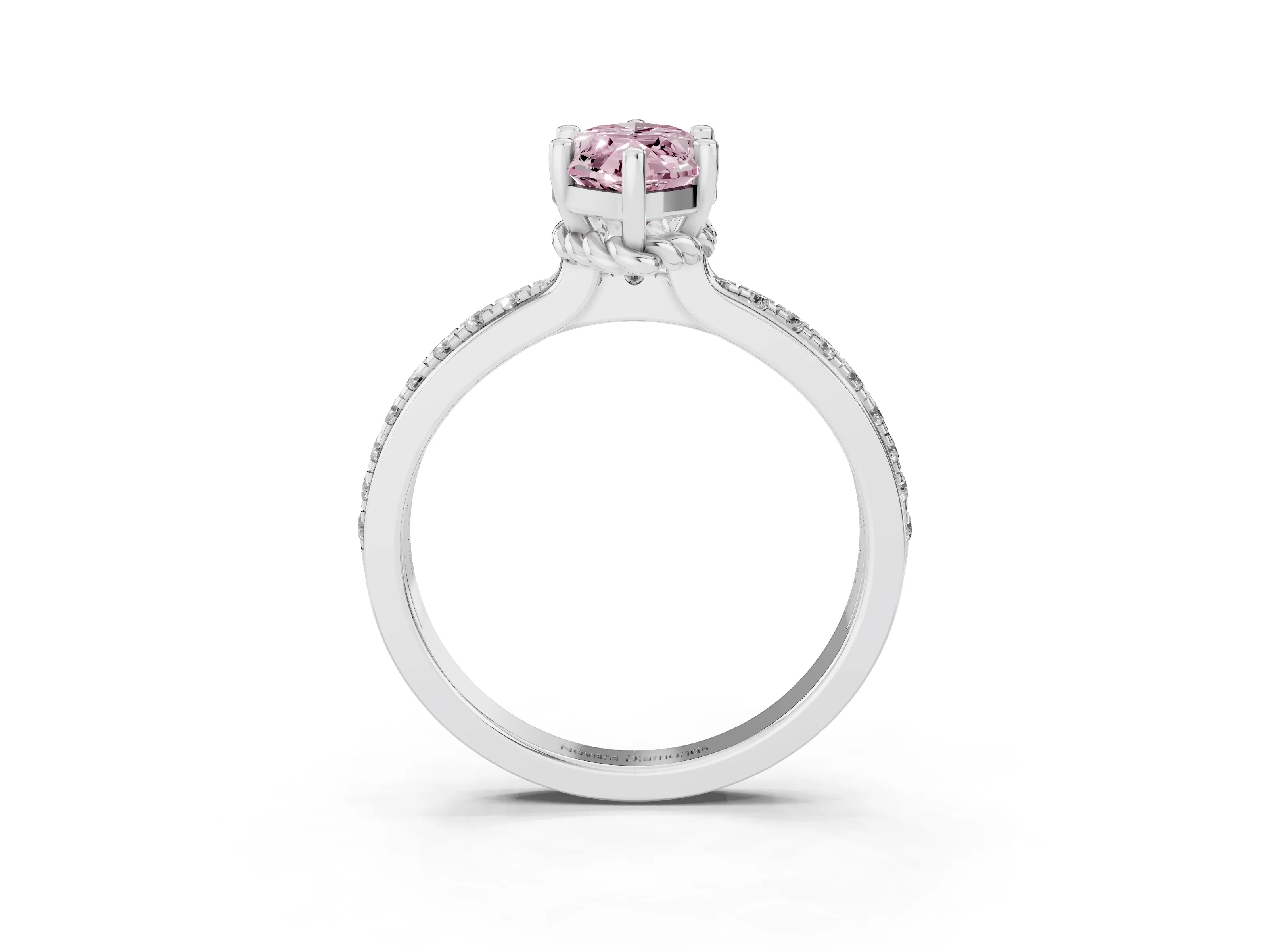 Fancy Pink Marquise Cut Diamond Solitaire Ring Set in Platinum with Channel Set Band and Prong Setting