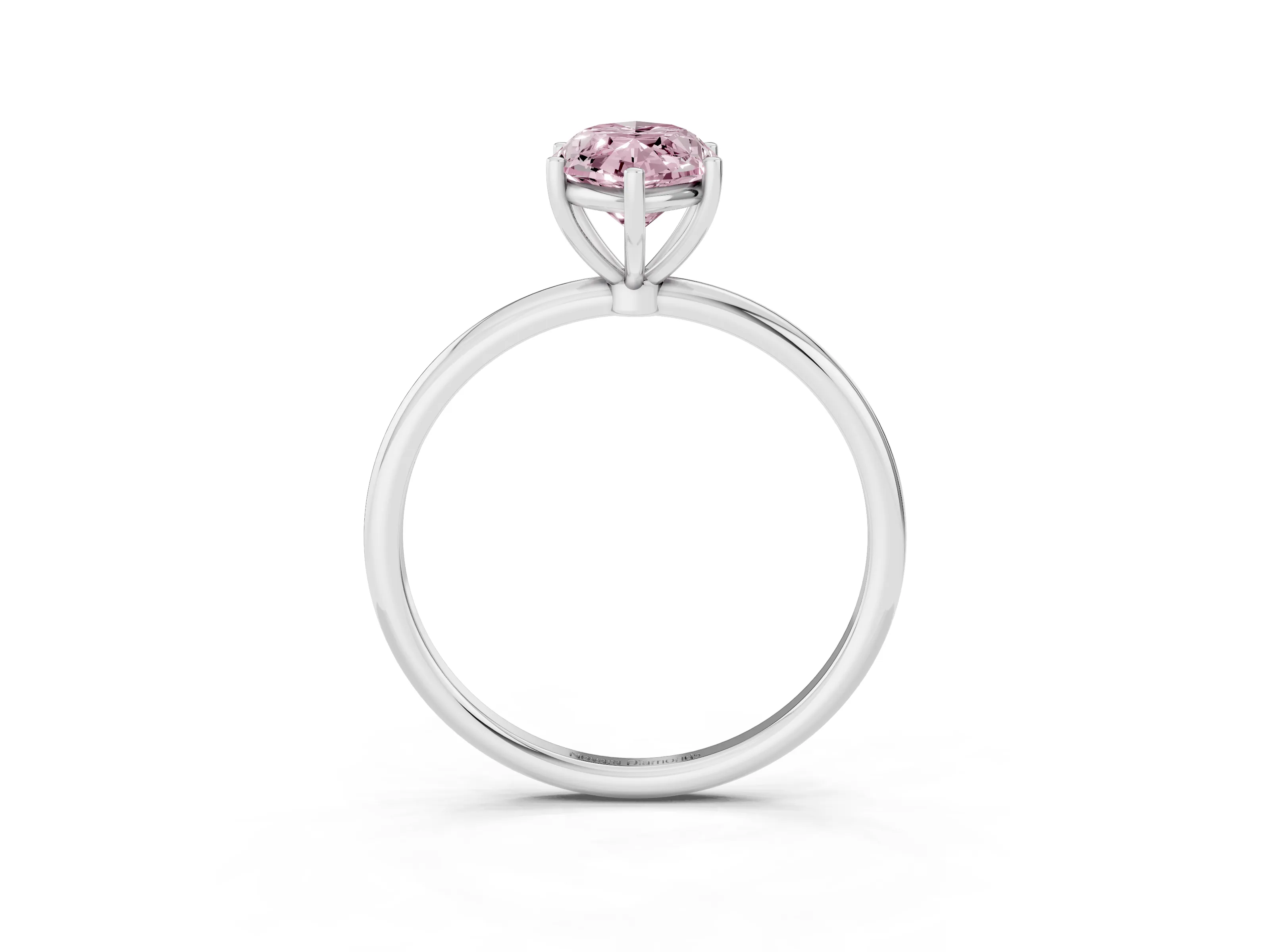 Fancy Pink Marquise Cut Diamond Solitaire Engagement Ring Set in Platinum with Thin Band and Prong Setting