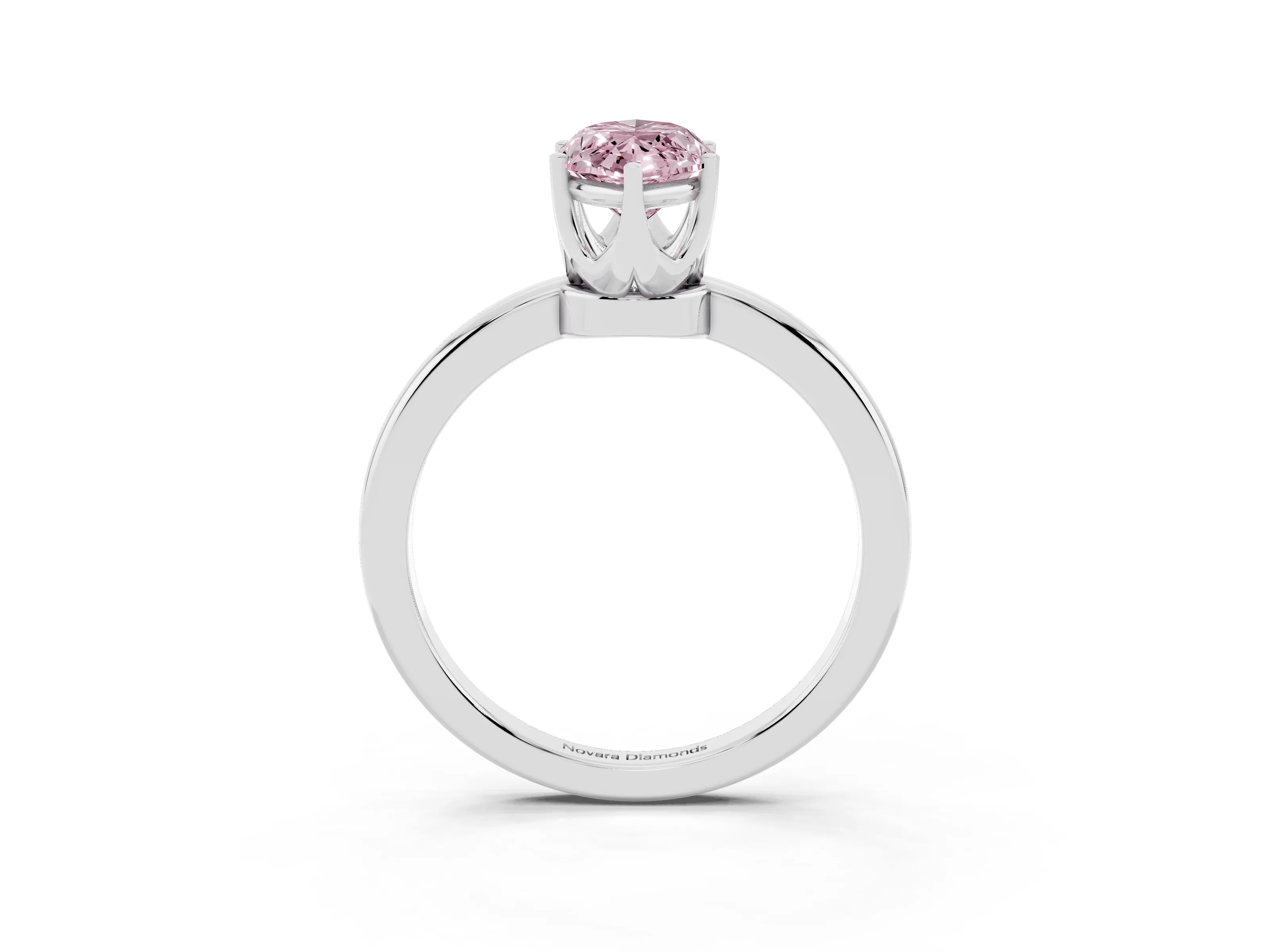 Fancy Pink Marquise Cut Diamond Solitaire Ring Set in White gold with Raised Prong Setting on a Classic Band