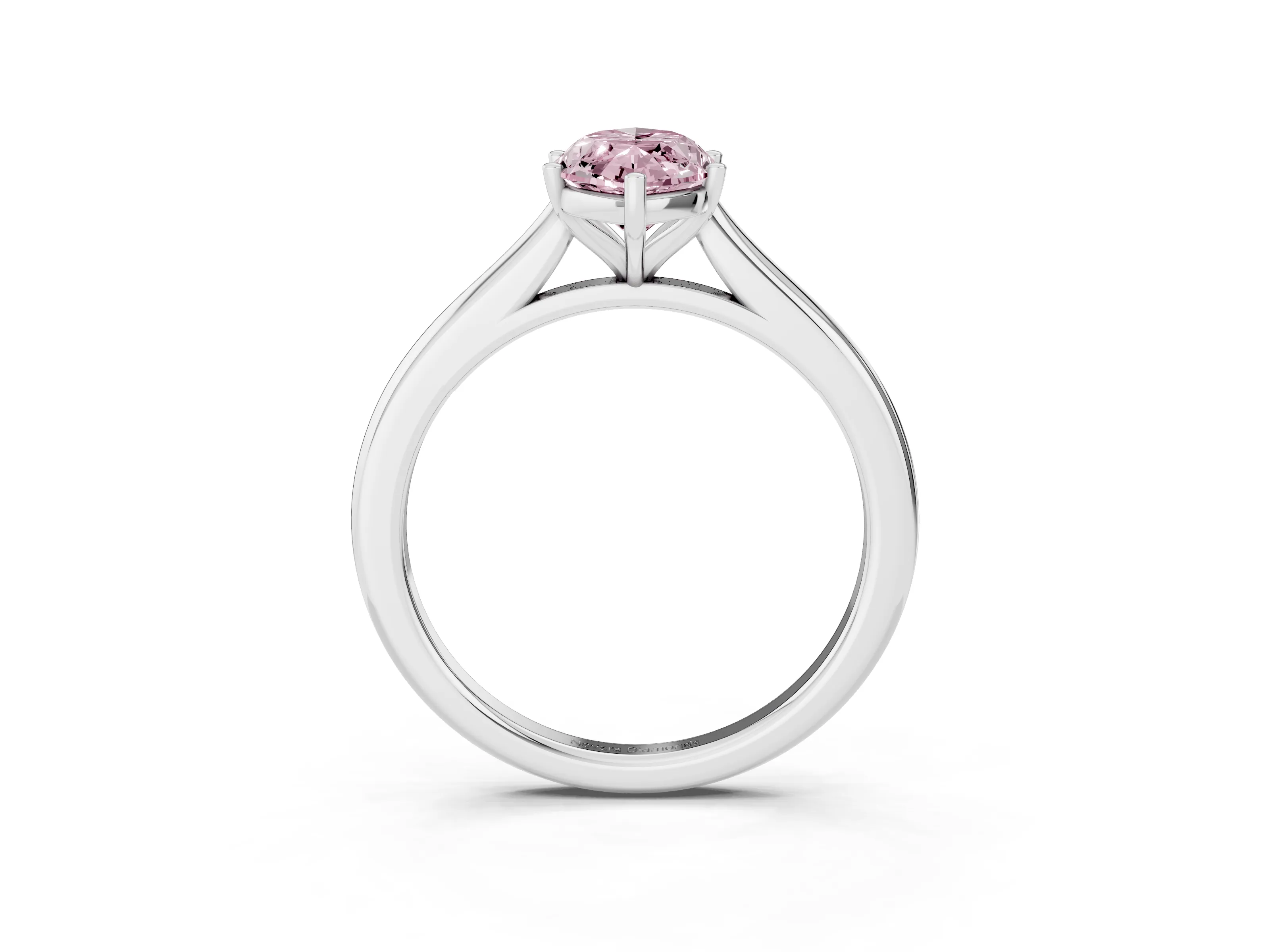 Fancy Pink Marquise Cut Diamond Solitaire Ring Set in Silver with Cathedral Band and Prong Setting