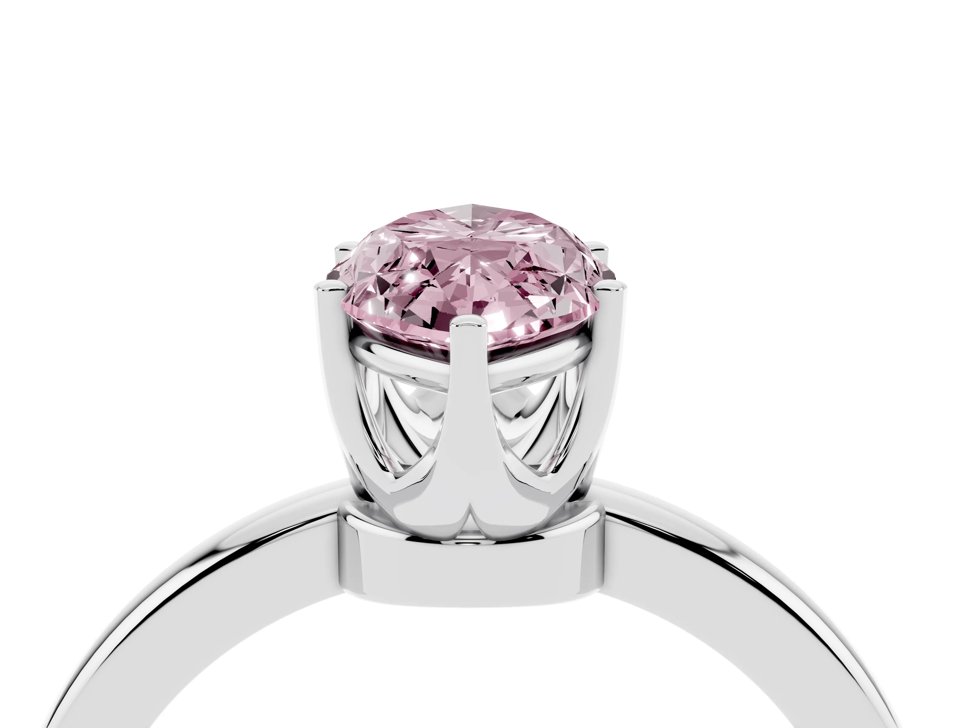 Fancy Pink Marquise Cut Diamond Solitaire Ring Set in White gold with Raised Prong Setting on a Classic Band