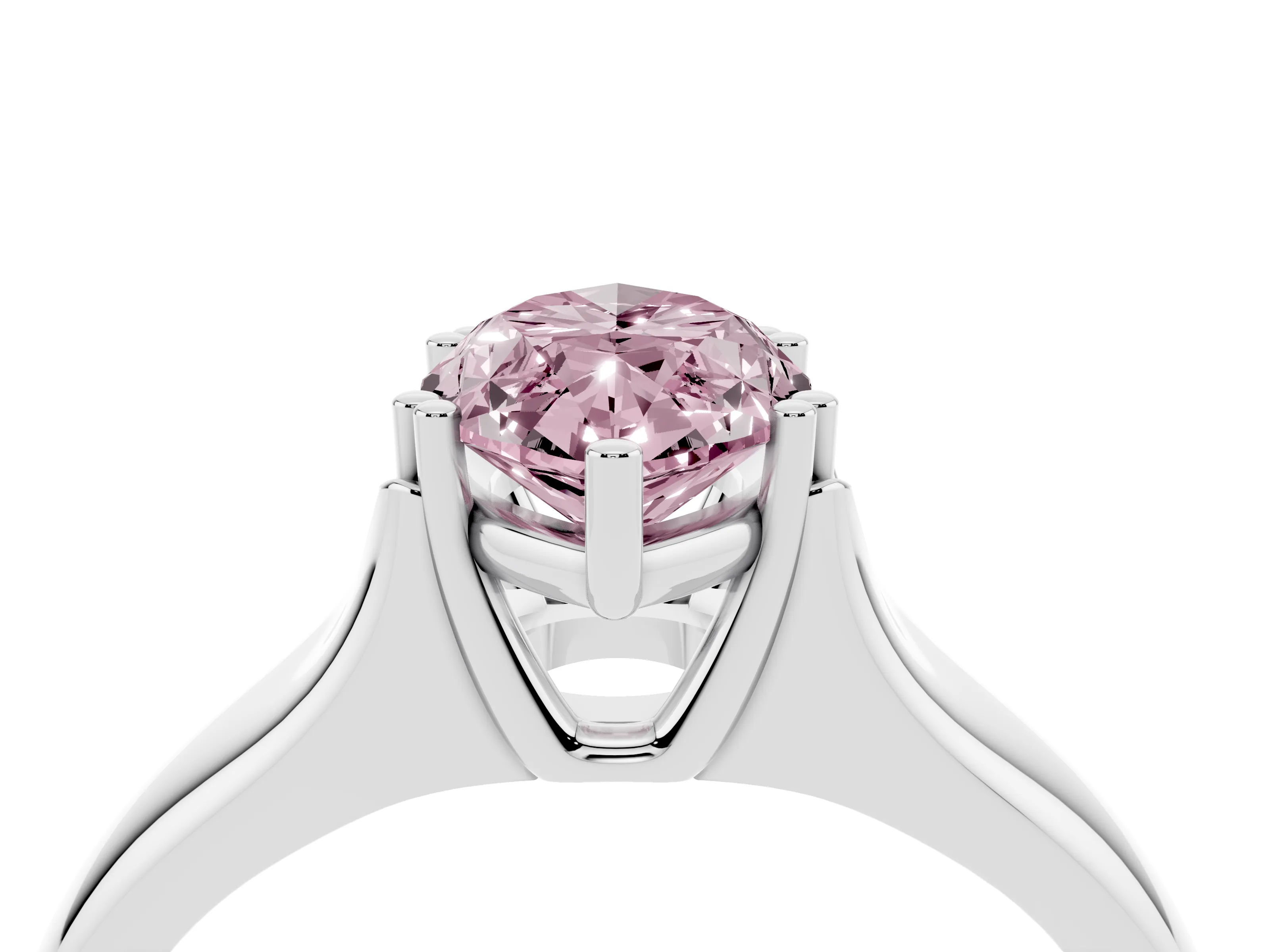 Fancy Pink Marquise Cut Diamond Solitaire Ring Set in White gold with Wide Band and Prong Setting