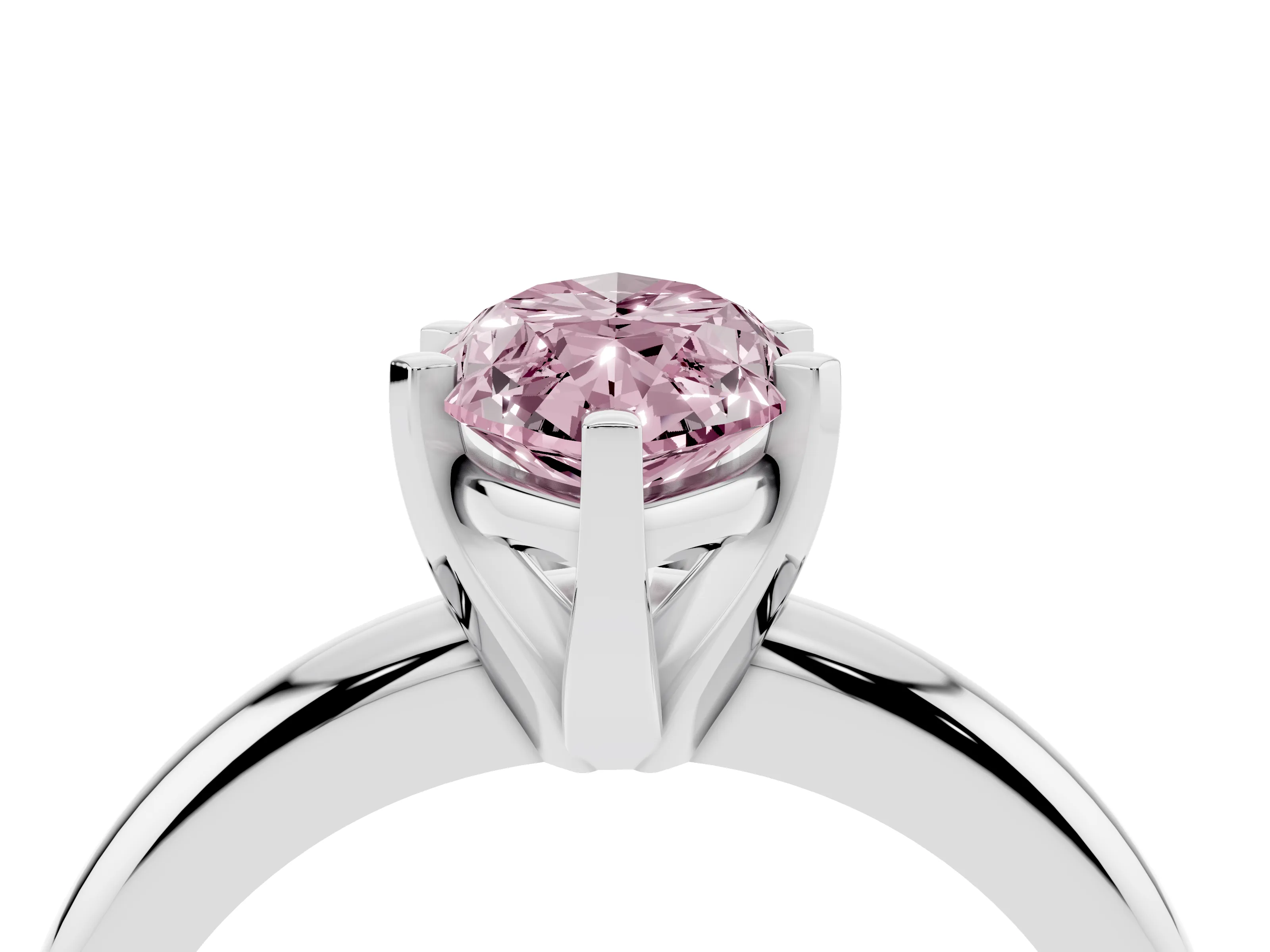 Fancy Pink Marquise Cut Diamond Solitaire Engagement Ring Set in White gold with Round Band and Prong Setting