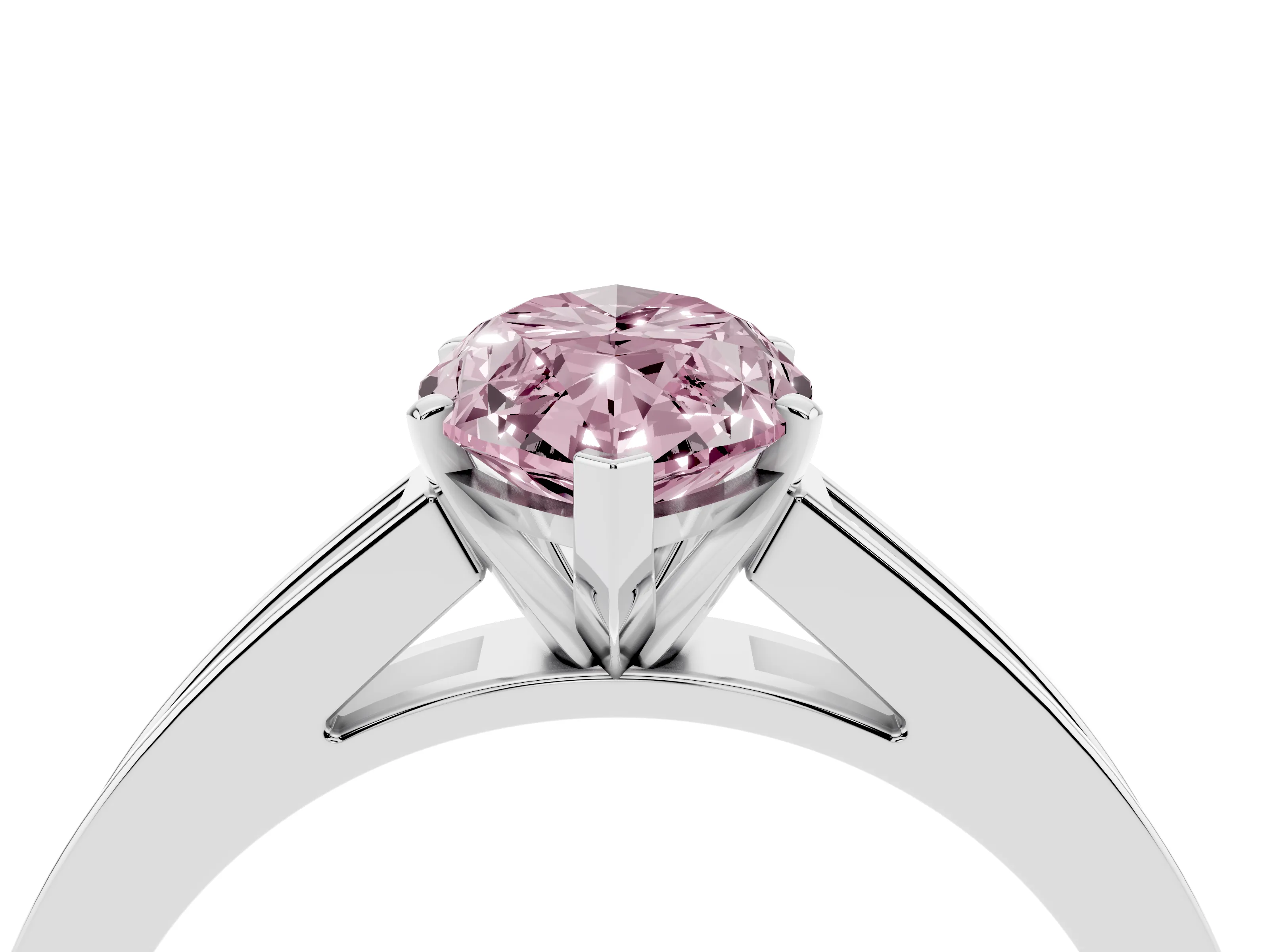 Fancy Pink Marquise Cut Diamond Solitaire Ring Set in Platinum with Channel-Set Band and Prong Setting