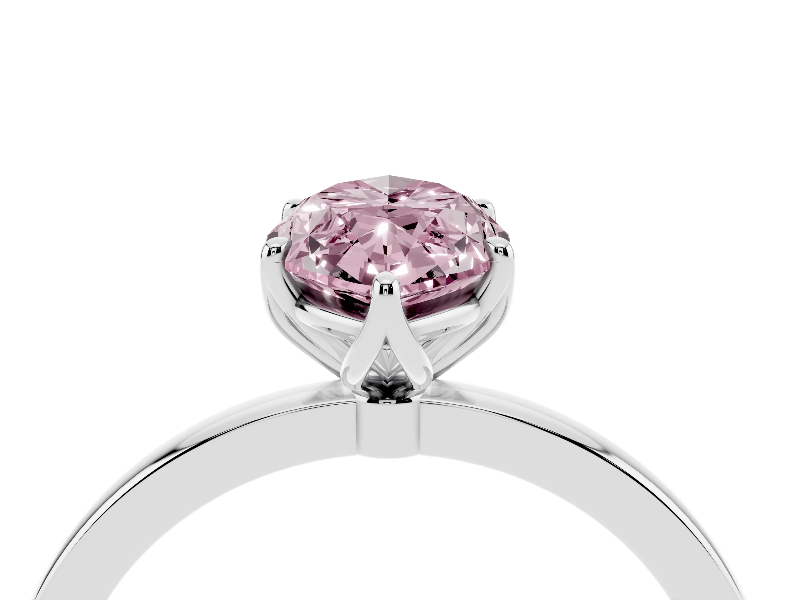 Fancy Pink Marquise Cut Diamond Solitaire Ring Set in White gold with Prong Setting and Thin Polished Band