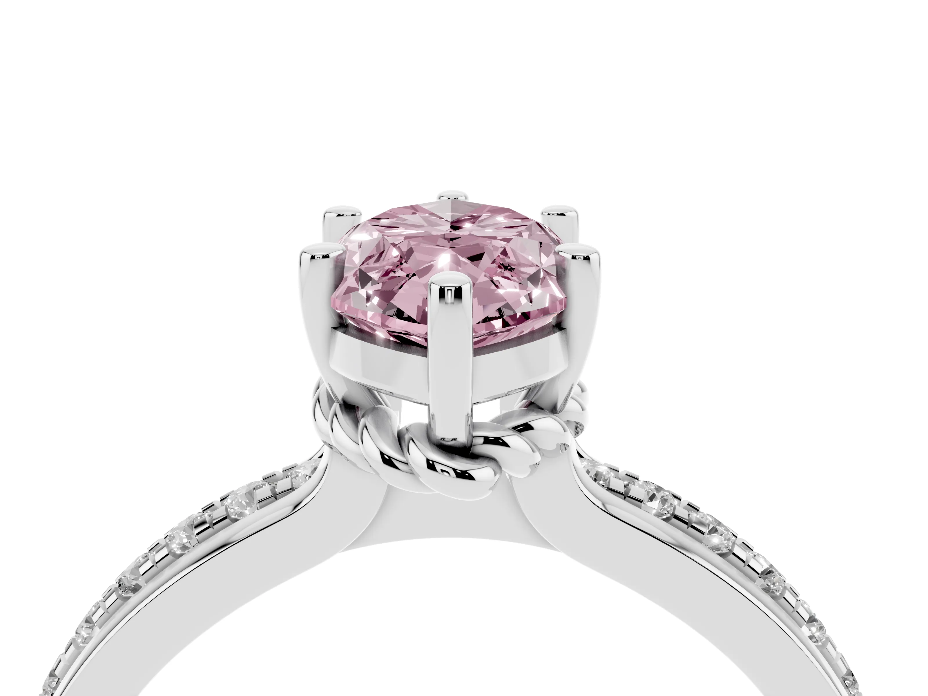 Fancy Pink Marquise Cut Diamond Solitaire Ring Set in Platinum with Channel Set Band and Prong Setting