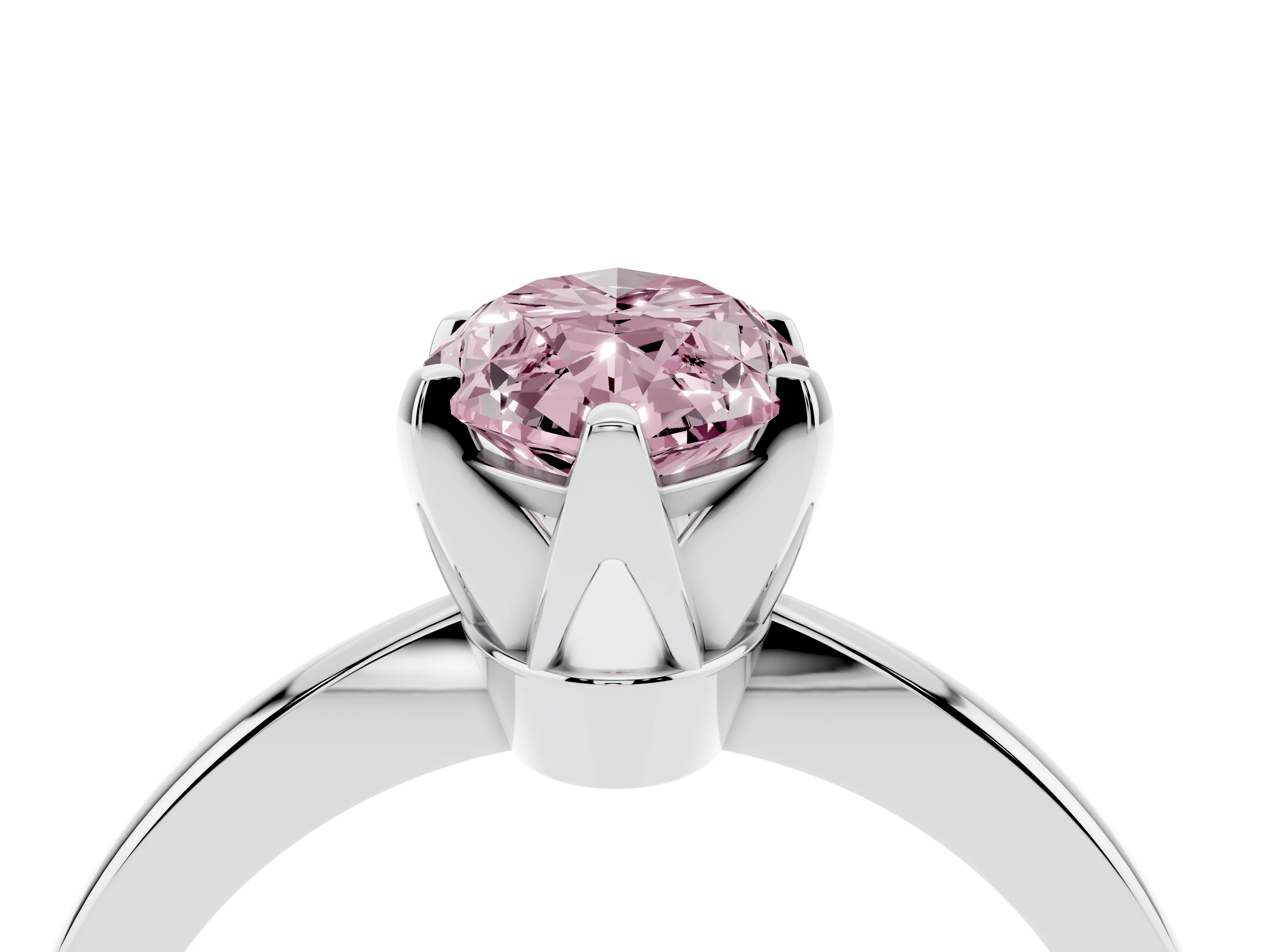 Fancy Pink Marquise Cut Diamond Solitaire Engagement Ring Set in Platinum with Slim Tapered Solitaire Band